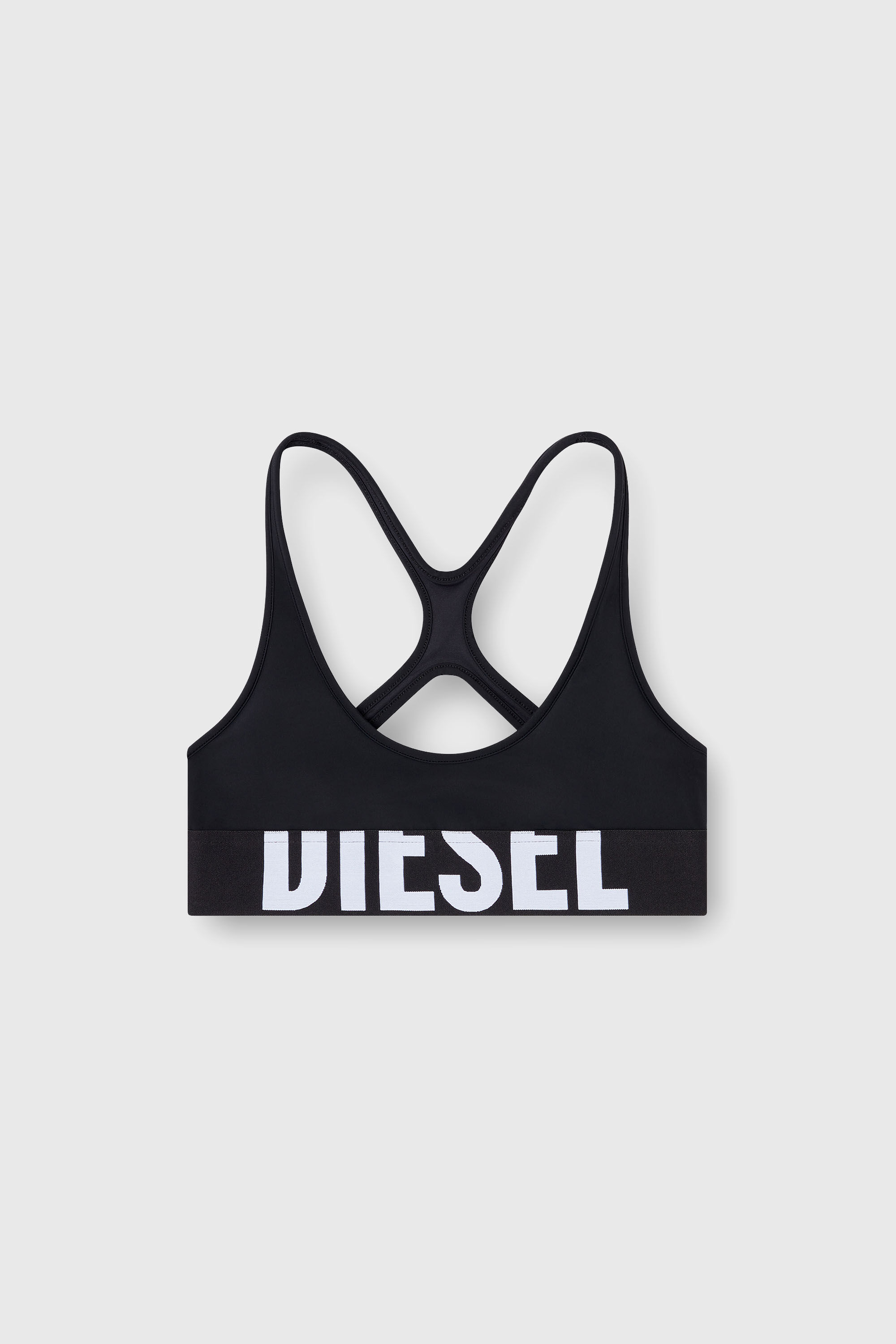 Diesel - ALLISON-D-POP, Sujetador deportivo de microfibra con logotipo recortado Mujer in Negro - 2