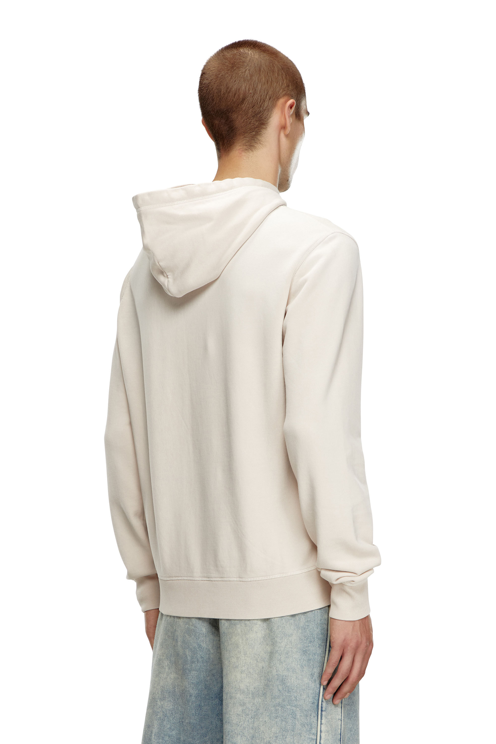 Sudadera destenida con capucha con logotipo Denim Division Hombre Beige Diesel