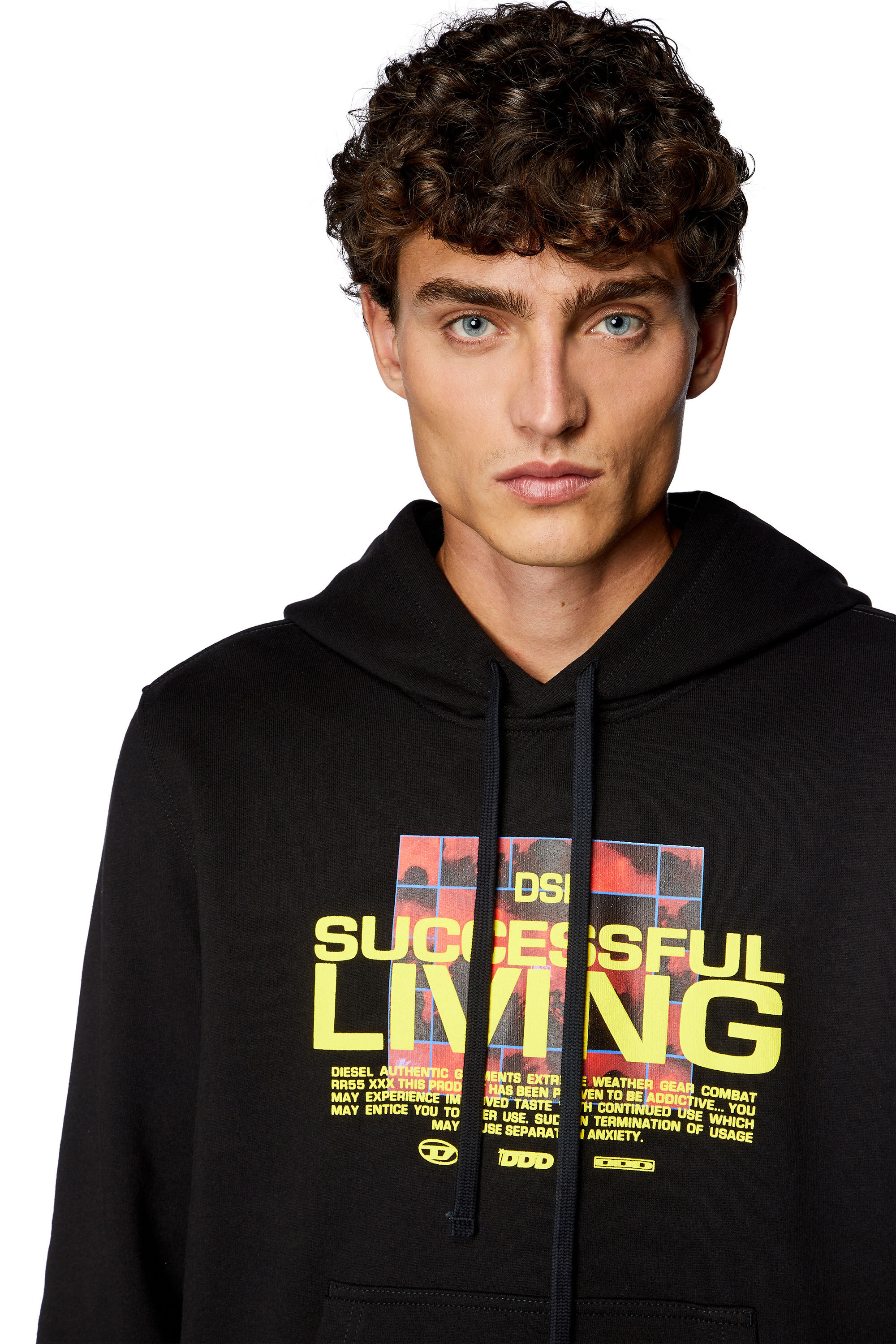 Diesel - S-GINN-HOOD-N1, Sudadera con capucha con letras en relieve Hombre in Negro - 5