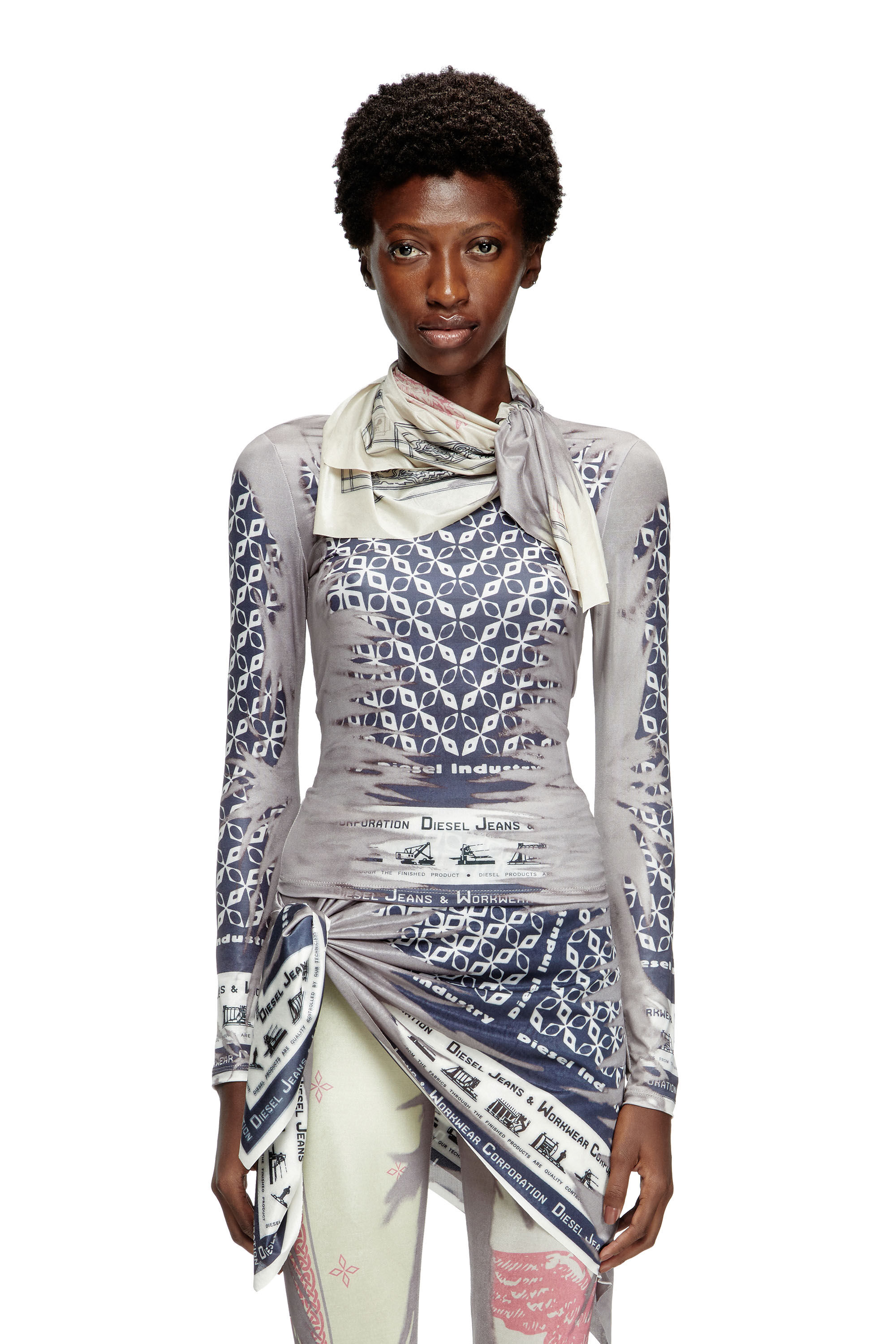 Diesel - T-ANDA, Top con lazo de cuello tipo bandana Mujer in Multicolor - 3