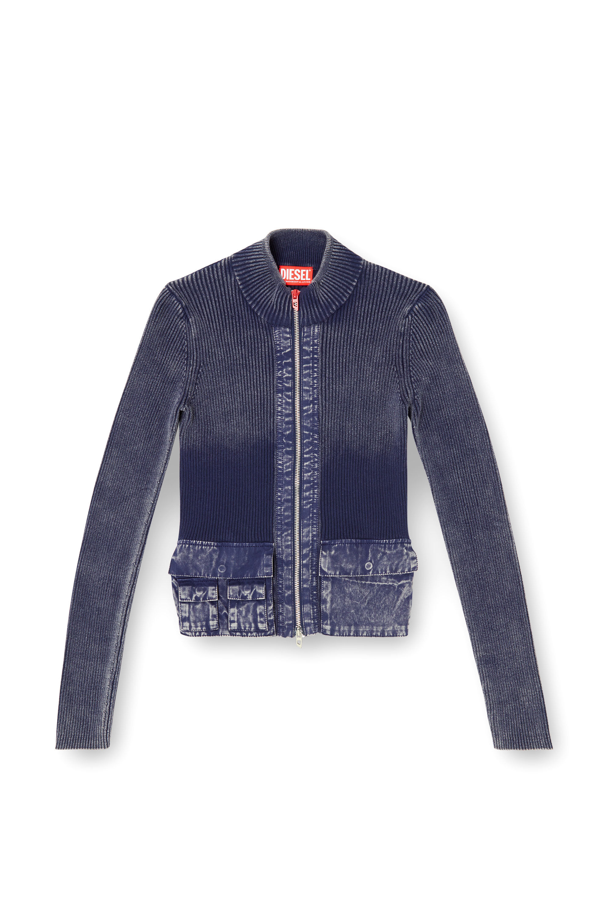 Diesel - M-MELISSA, Cárdigan con cremallera y bolsillos cargo de denim Mujer in Azul marino - 2