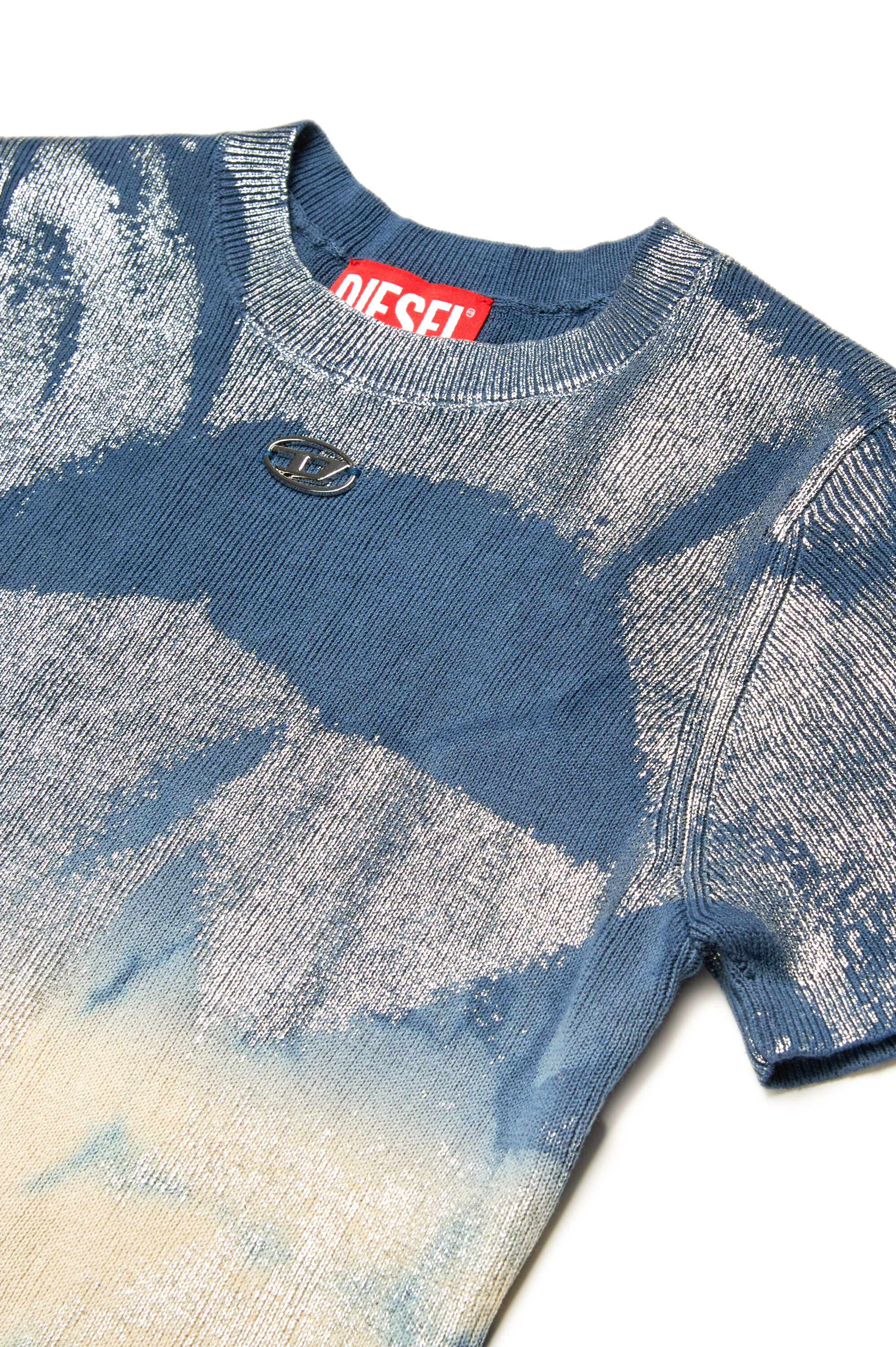 Diesel - KMILEENSS, Camiseta de punto solarizada metalizada Mujer in Plateado - 3