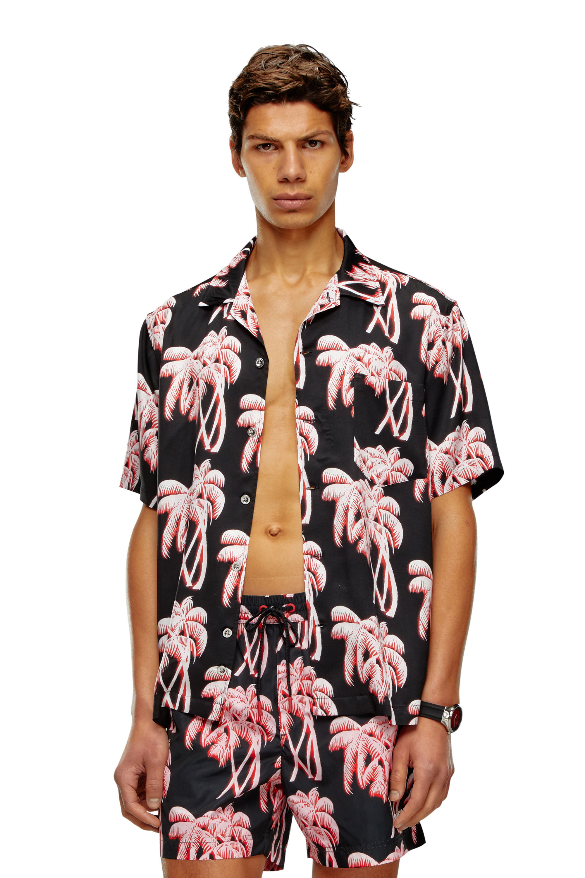Diesel - BMOWT-ADRIAN, Shorts de baño de longitud media con estampado tie-dye Hombre in Multicolor - 1
