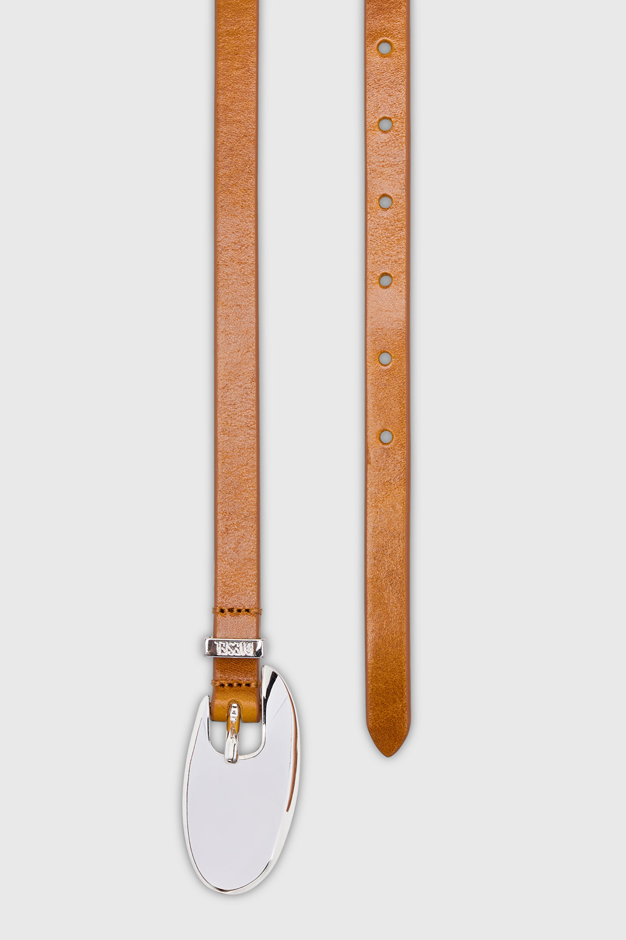 Diesel - B-ROP 15, Cintur&oacute;n 1.5 cm fino de cuero con hebilla escult&oacute;rica Mujer in Marr&oacute;n - 3