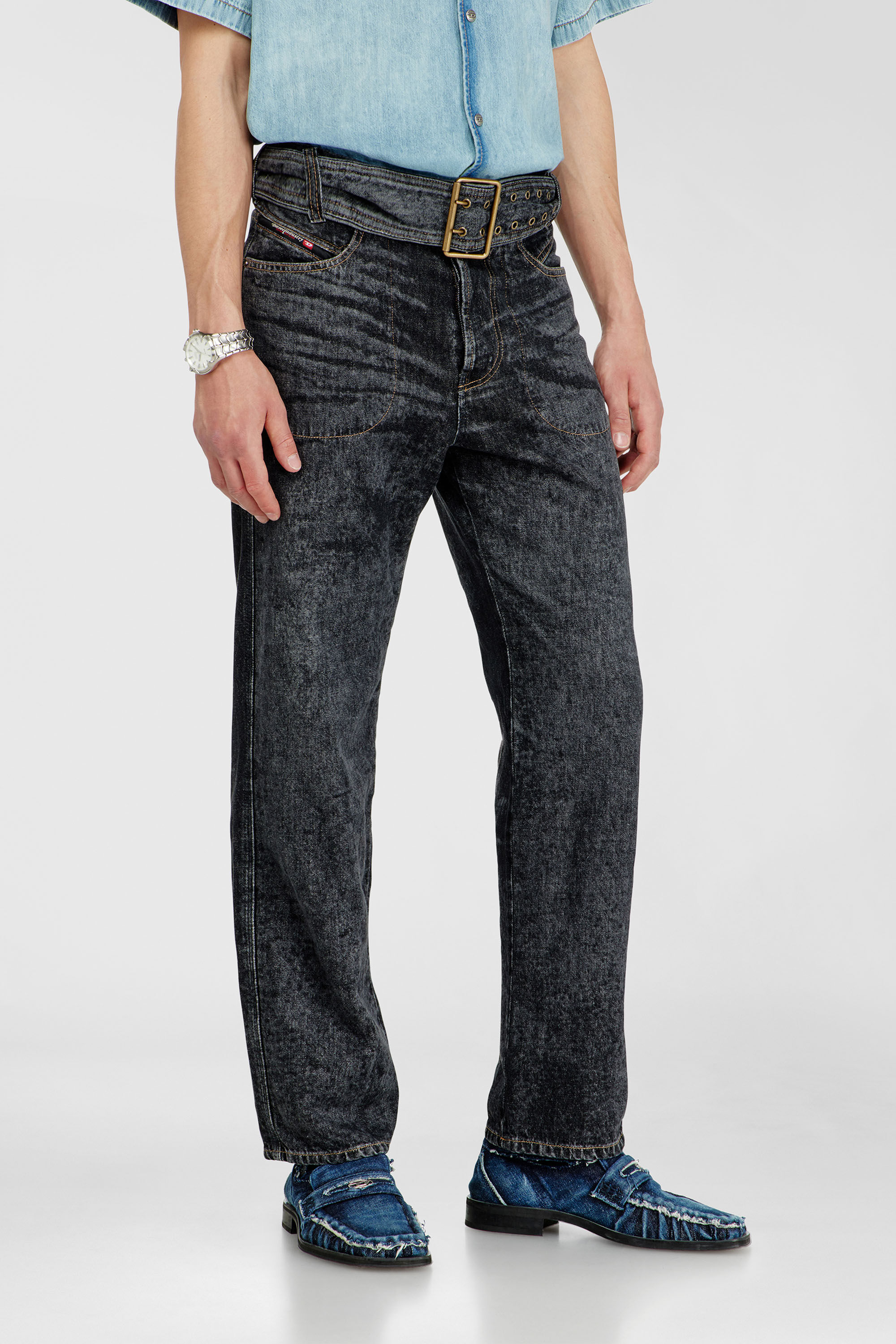 Diesel - Relaxed Jeans D-Marcus 09Q24 Hombre, Negro/Gris oscuro - 7