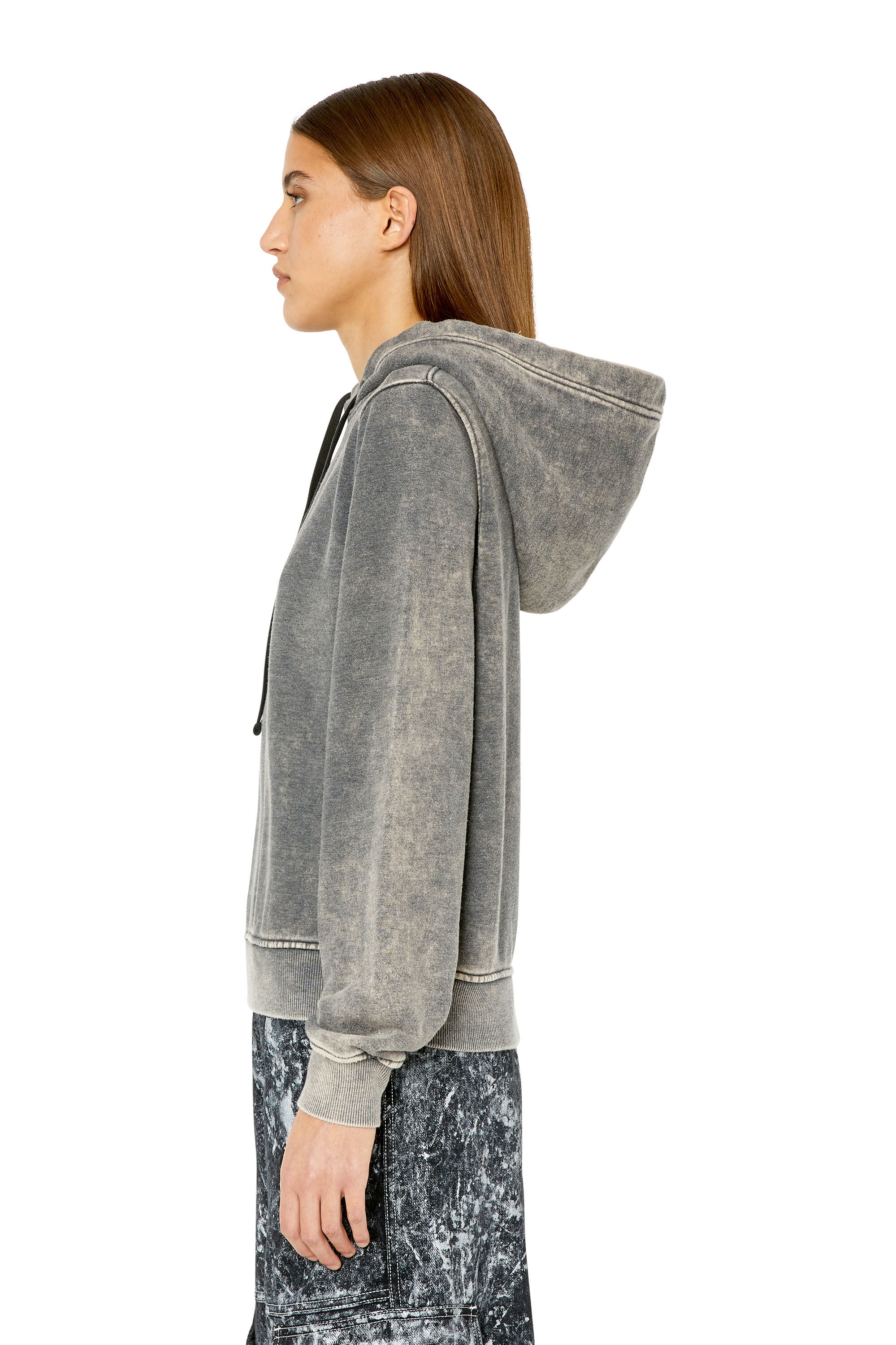 Diesel - F-REGGY-HOOD-G2, Sudadera con capucha con logotipo moldeado por inyección Mujer in Gris - 5