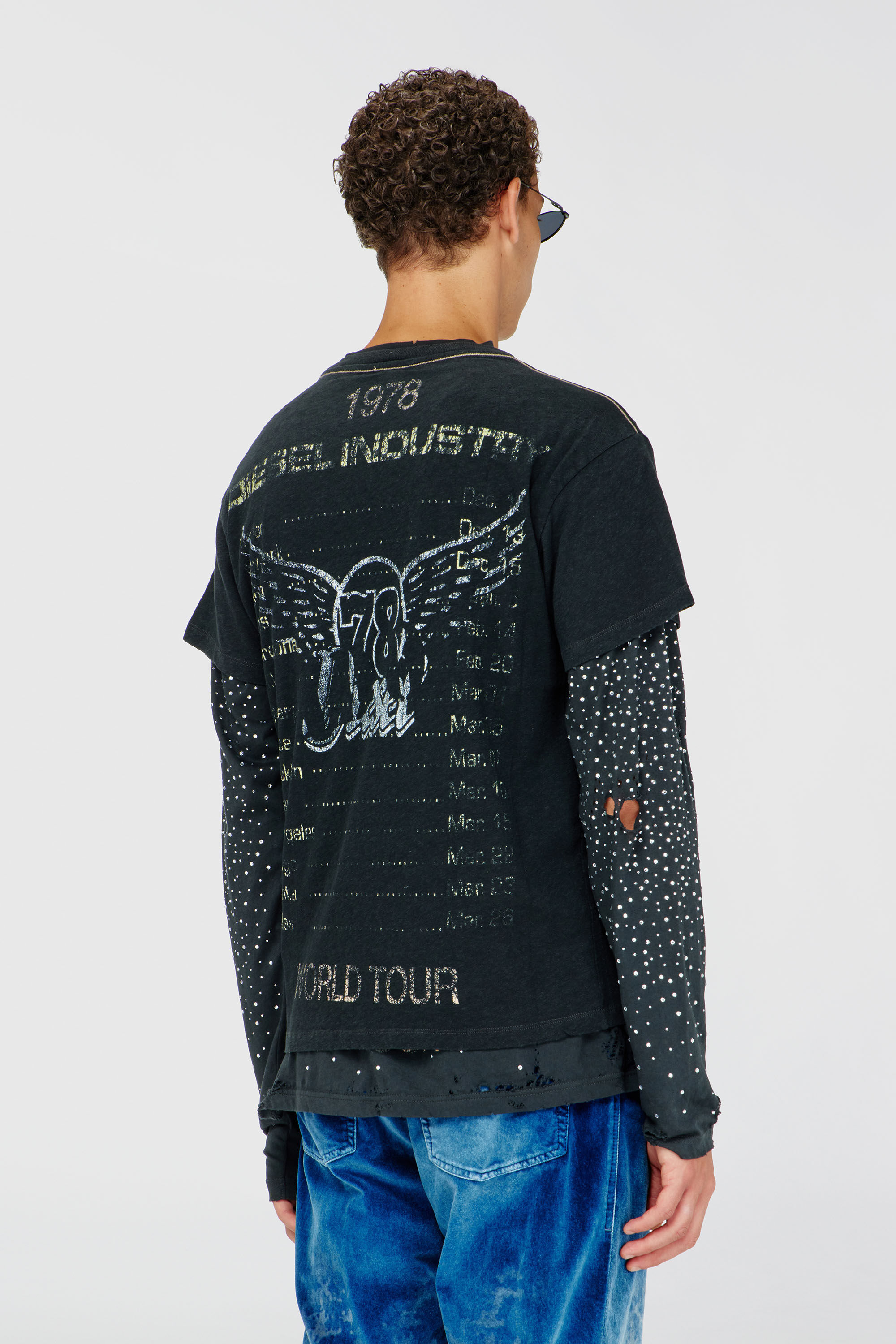 Diesel - T-GERIO-A, Camiseta de algod&oacute;n y c&aacute;&ntilde;amo con gr&aacute;ficos de concierto Hombre in Negro - 4