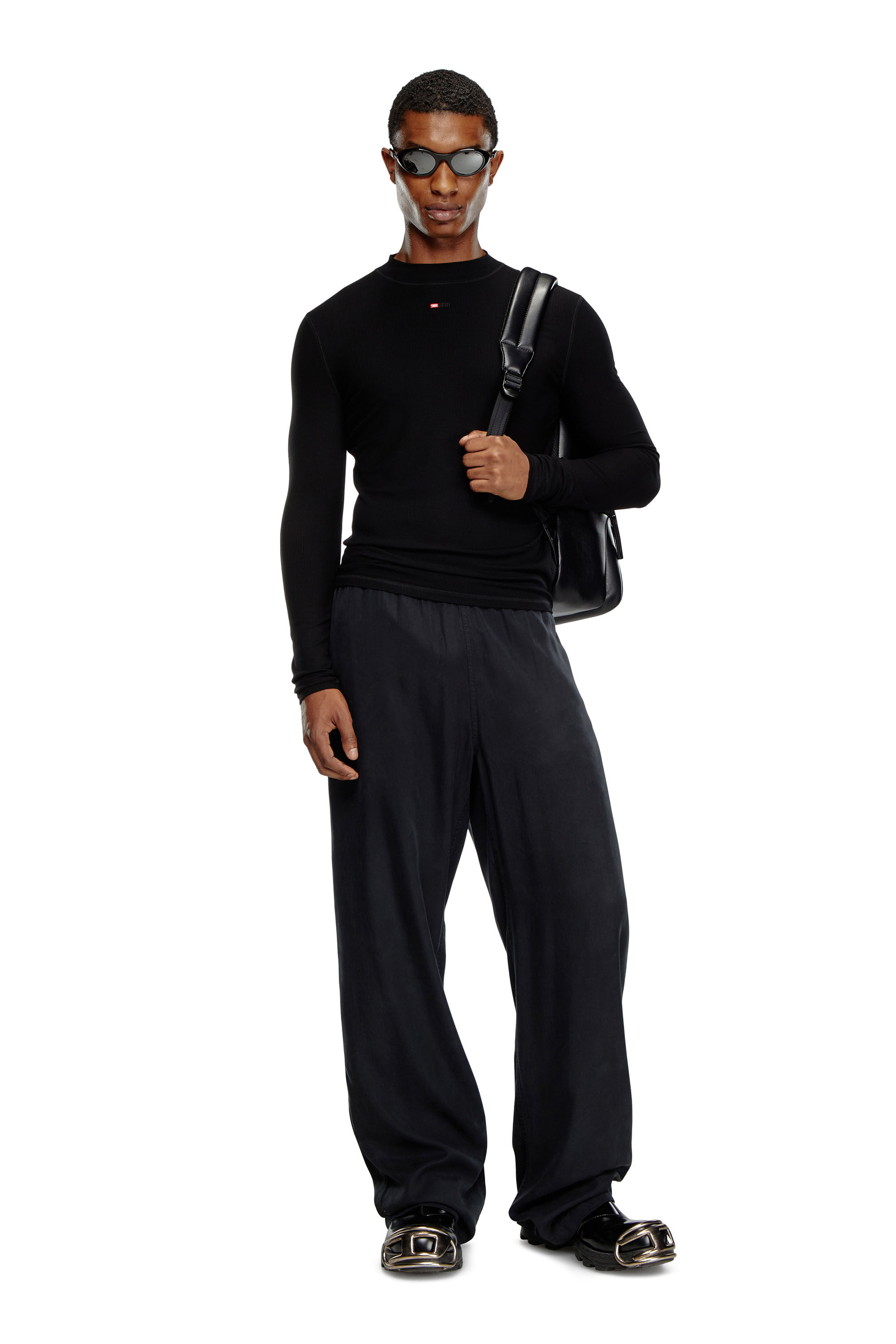 Men's Mock-neck top with micro logo | Black | Diesel ES