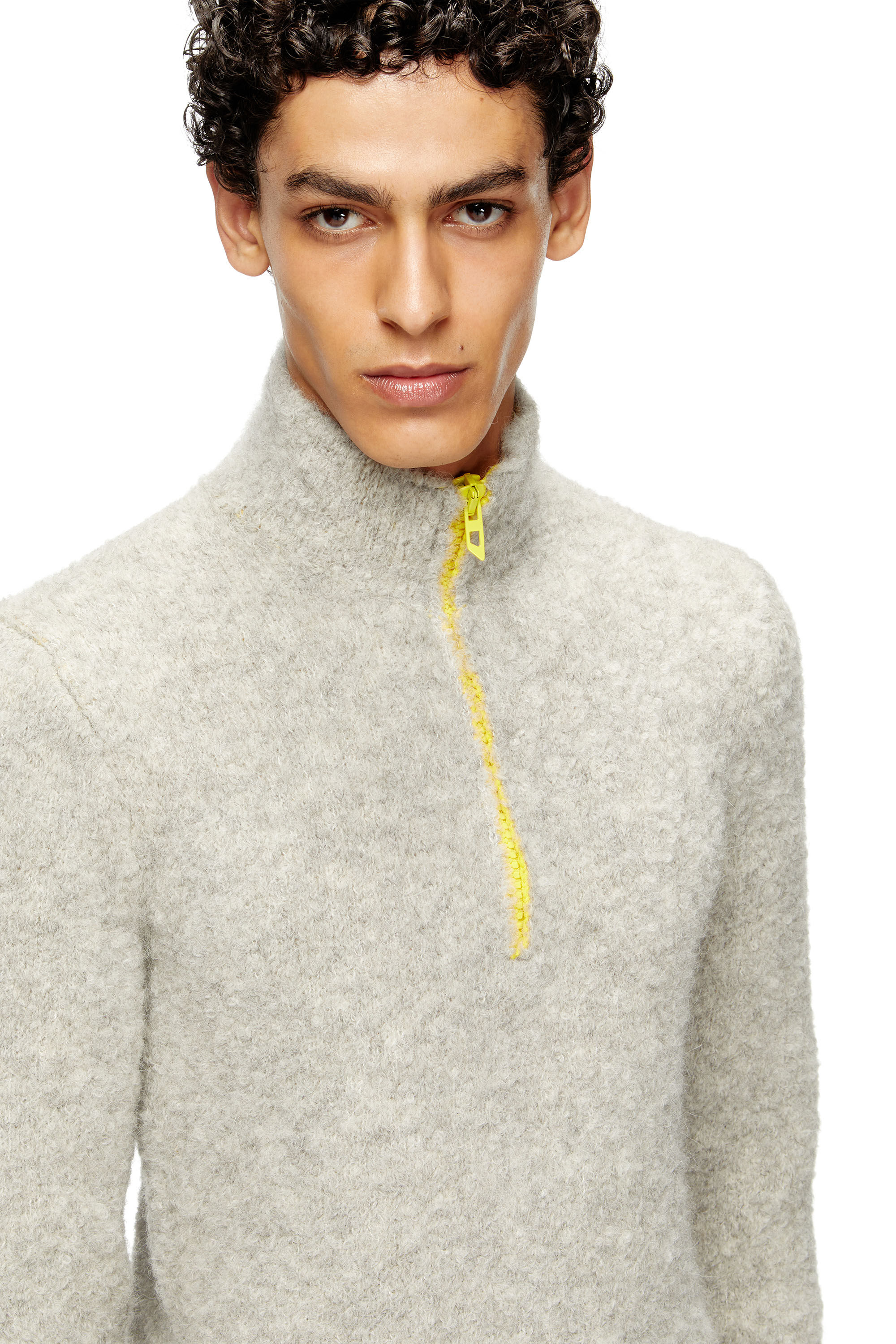 Diesel - K-ELLER, Jersey con media cremallera y interior en contraste Hombre in Gris - 5