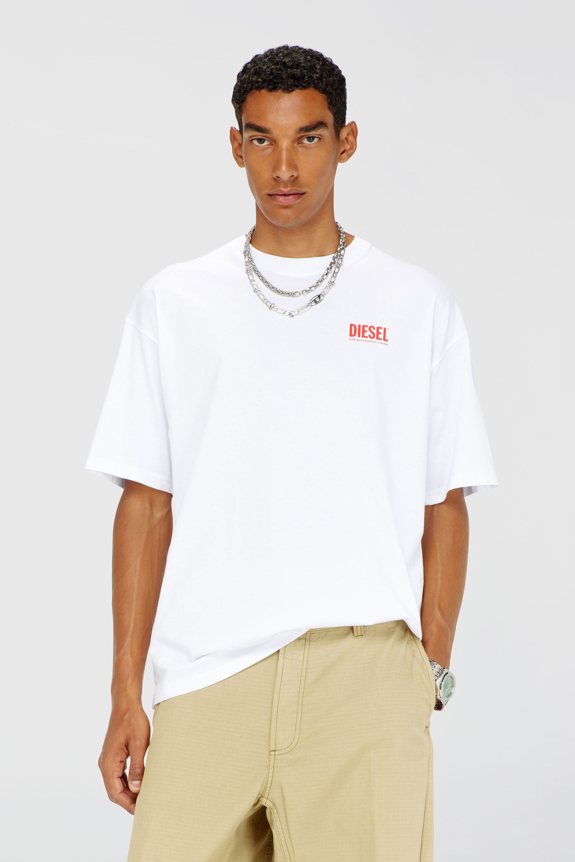 Diesel - T-BOXT-BISK, Camiseta de algod&oacute;n con estampado Diesel Biscotto Hombre in Blanco - 3