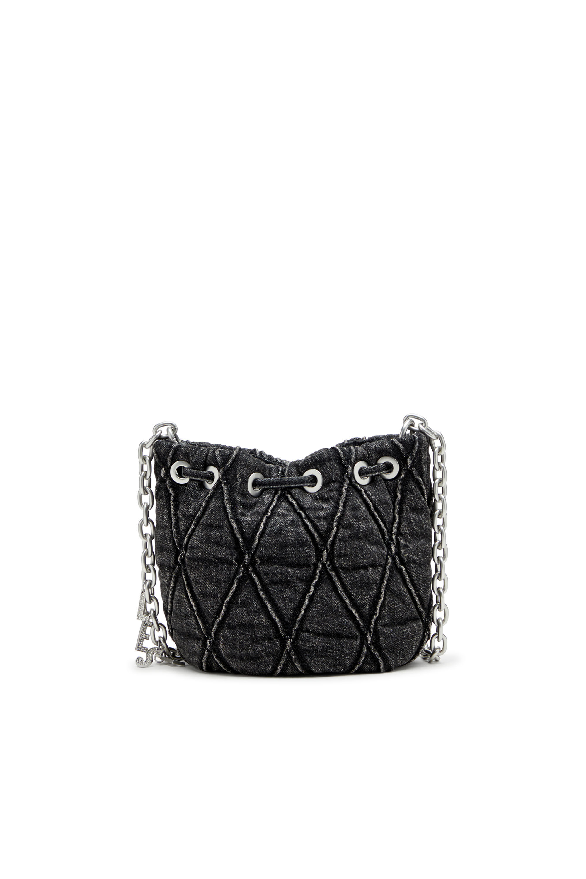 Diesel - CHARM-D BUCKET S, Charm-D S-Bolso mini tipo cubo en denim acolchado tratado Mujer in Negro - 3