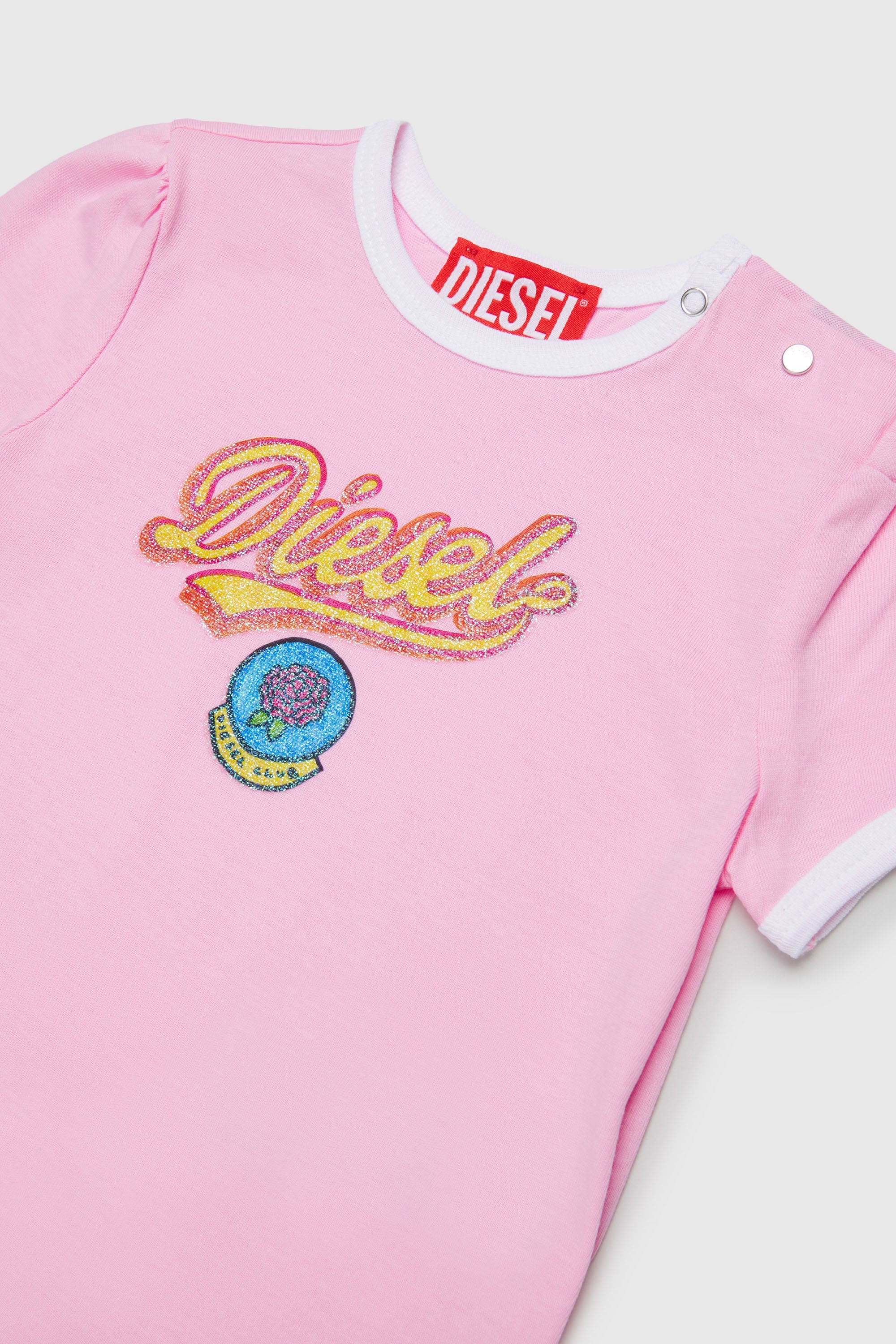 Diesel - TEPAB, Camiseta de algod&oacute;n con logo efecto glitter Mujer in Rosa - 3