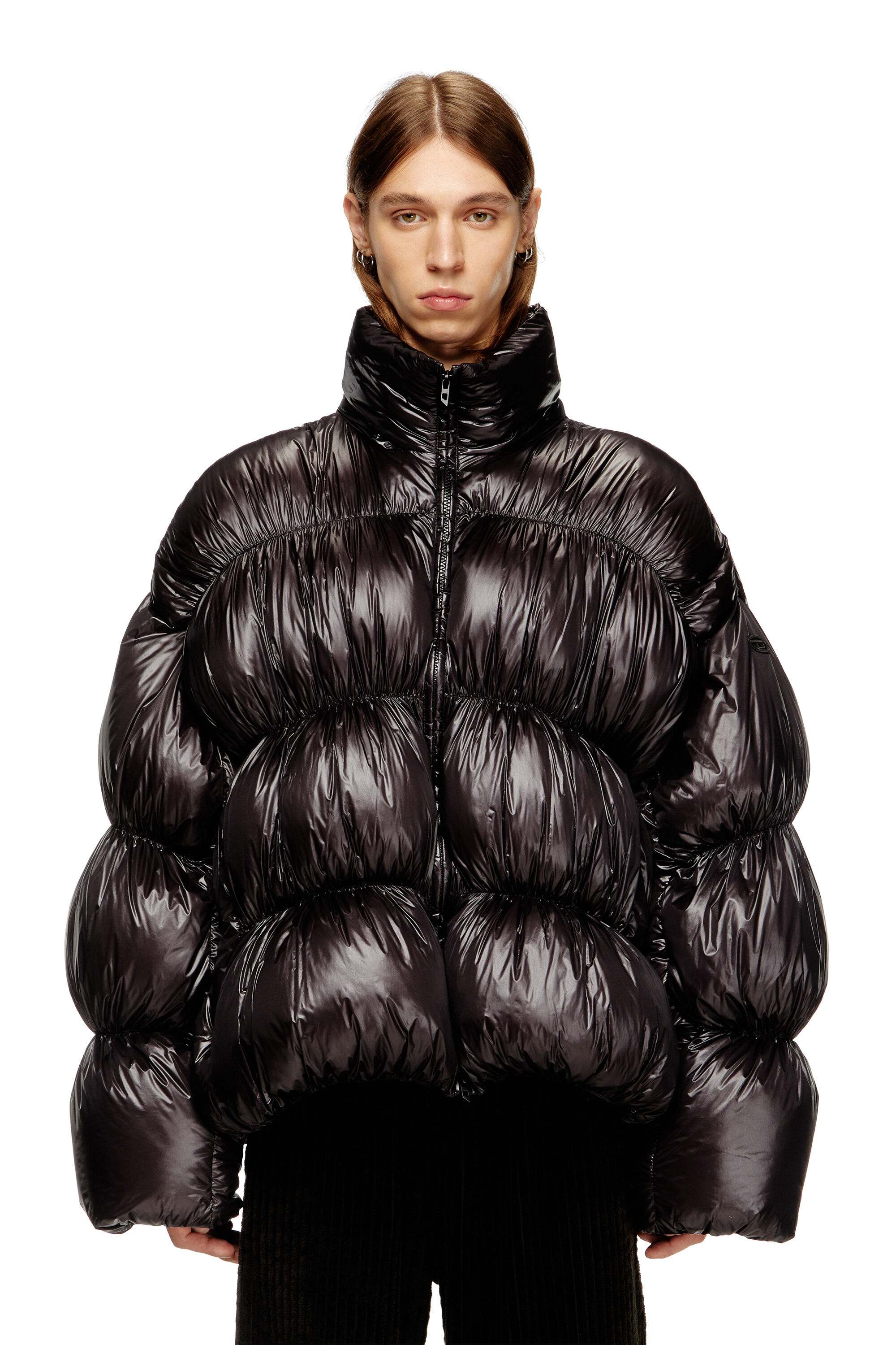 Diesel - W-CHOCO, Chaqueta de plumón con capucha con efecto burbuja Hombre in Negro - 3