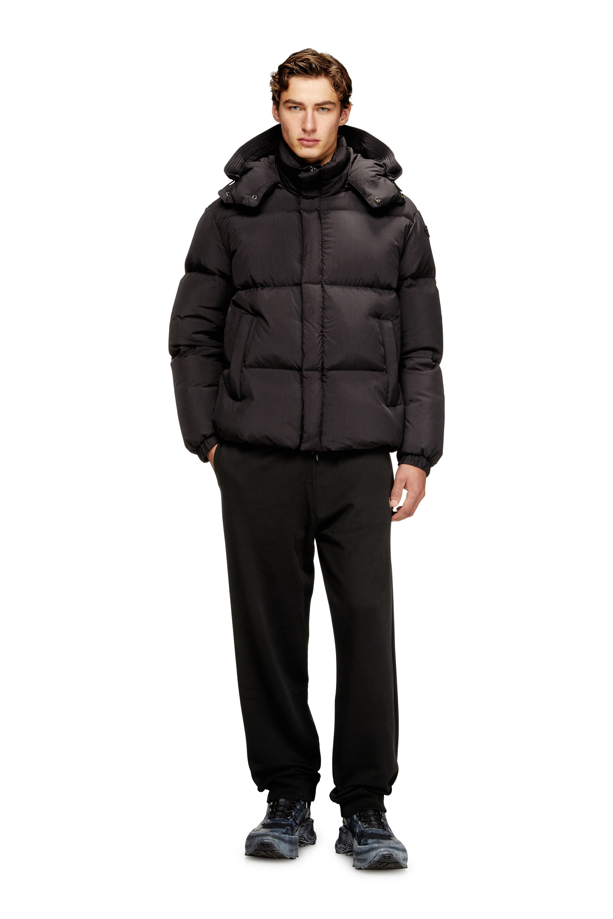Diesel - W-ROLFYS-WRD, Chaqueta acolchada de plumas en Taslan ViralOff&reg; Hombre in Gris - 1