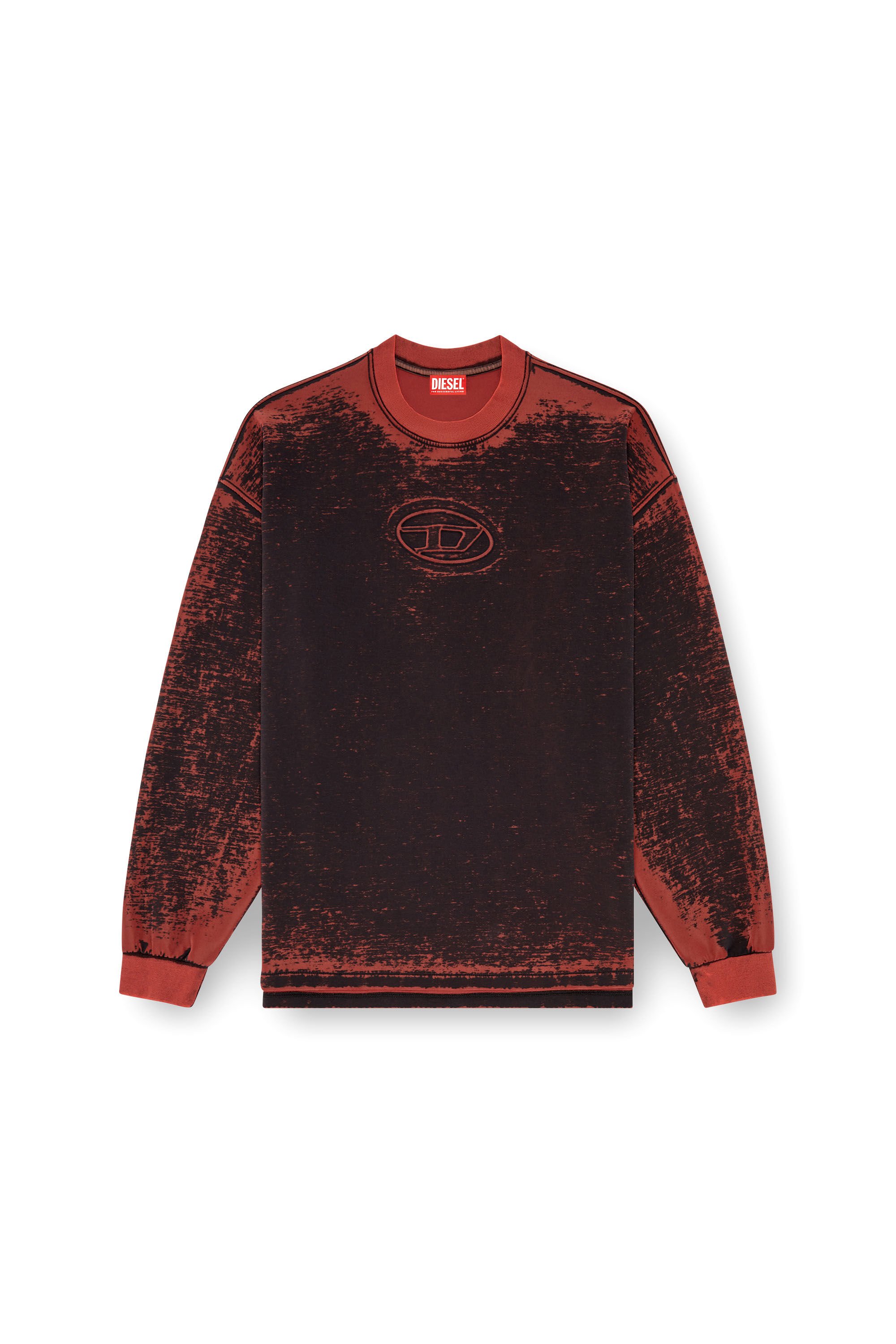 Diesel - S-BAXT-Q1, Man Burnout sweatshirt with embossed Oval D in Red - Image 2