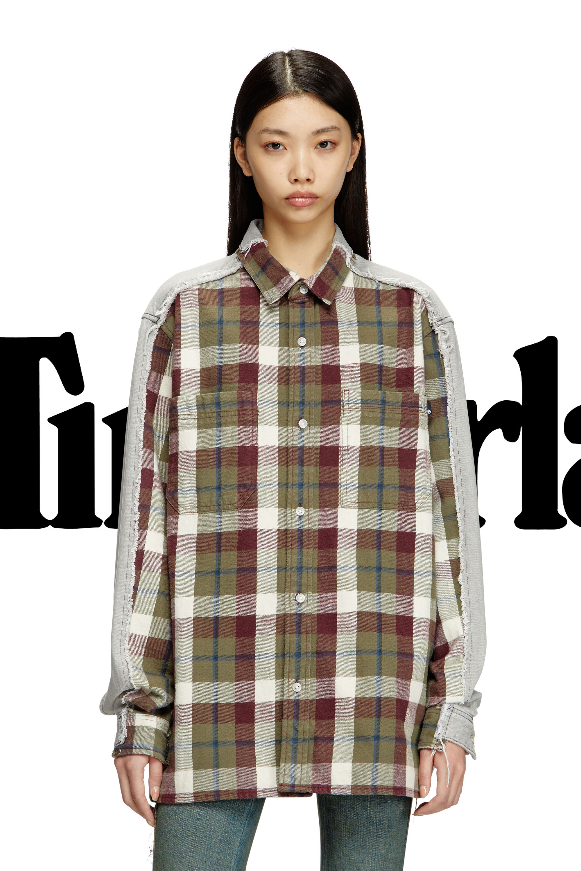 Diesel - Shirt Diseloves 8B, Camisa de denim con efecto lejía y cuadros Unisex in Multicolor - 3