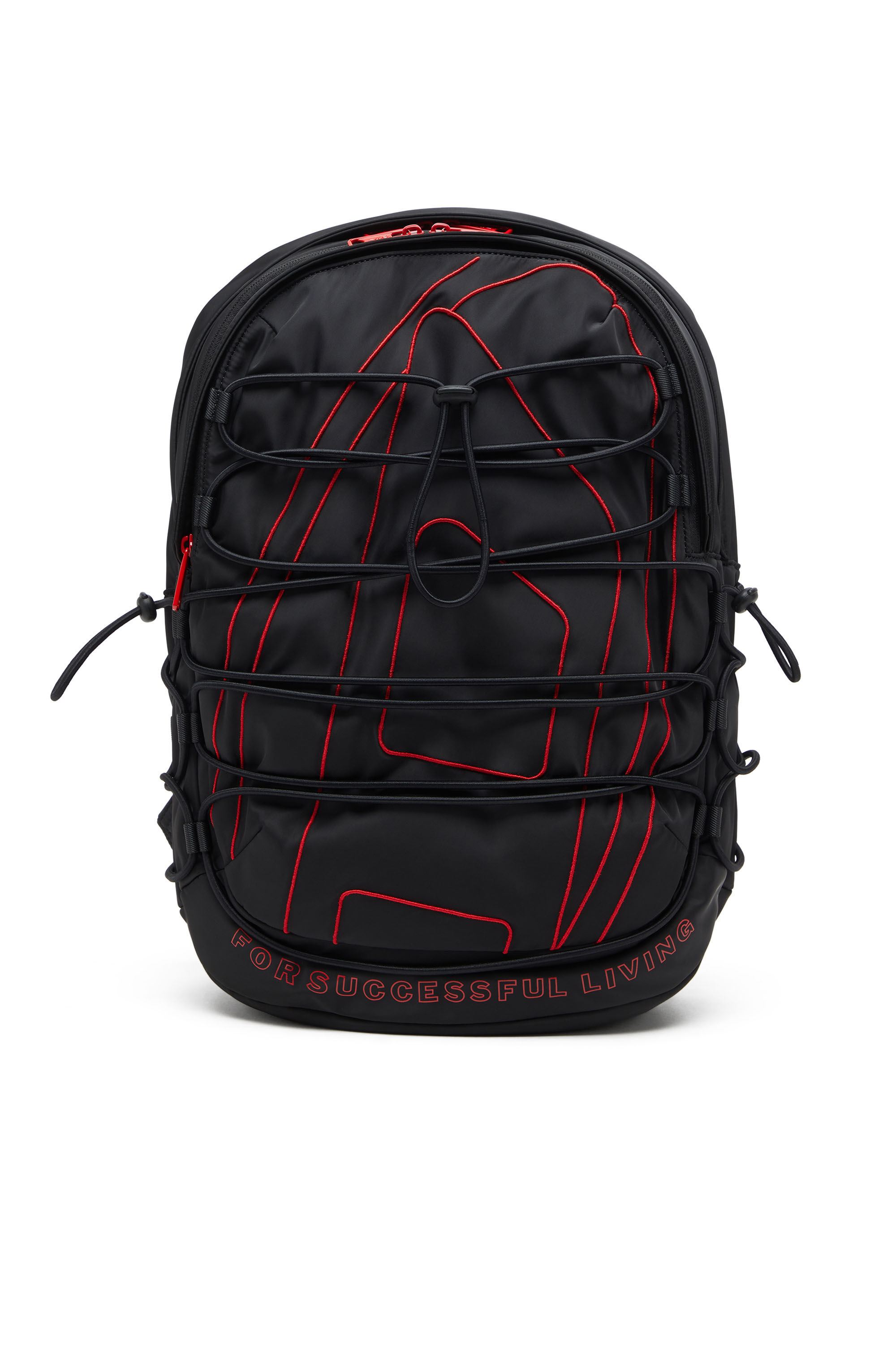 Diesel - TECH-D BACKPACK X, Tech-D-Mochila de nailon con logotipo Oval D bordado Unisex in Negro - 1