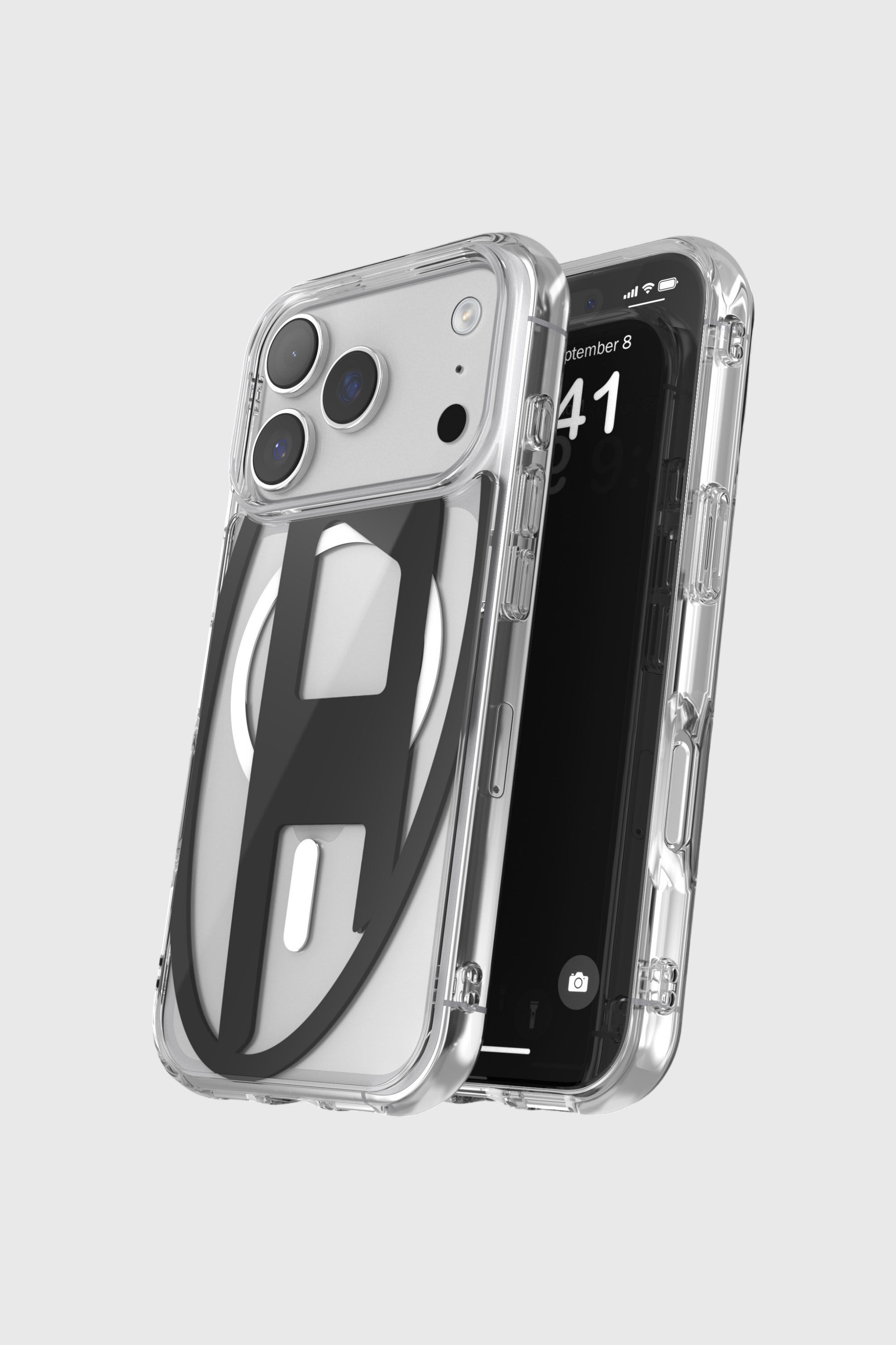 Diesel - 60417 AOP CASE, Funda met&aacute;lica Oval D con Magsafe para iPhone 17 Pro Unisex in Negro - 4