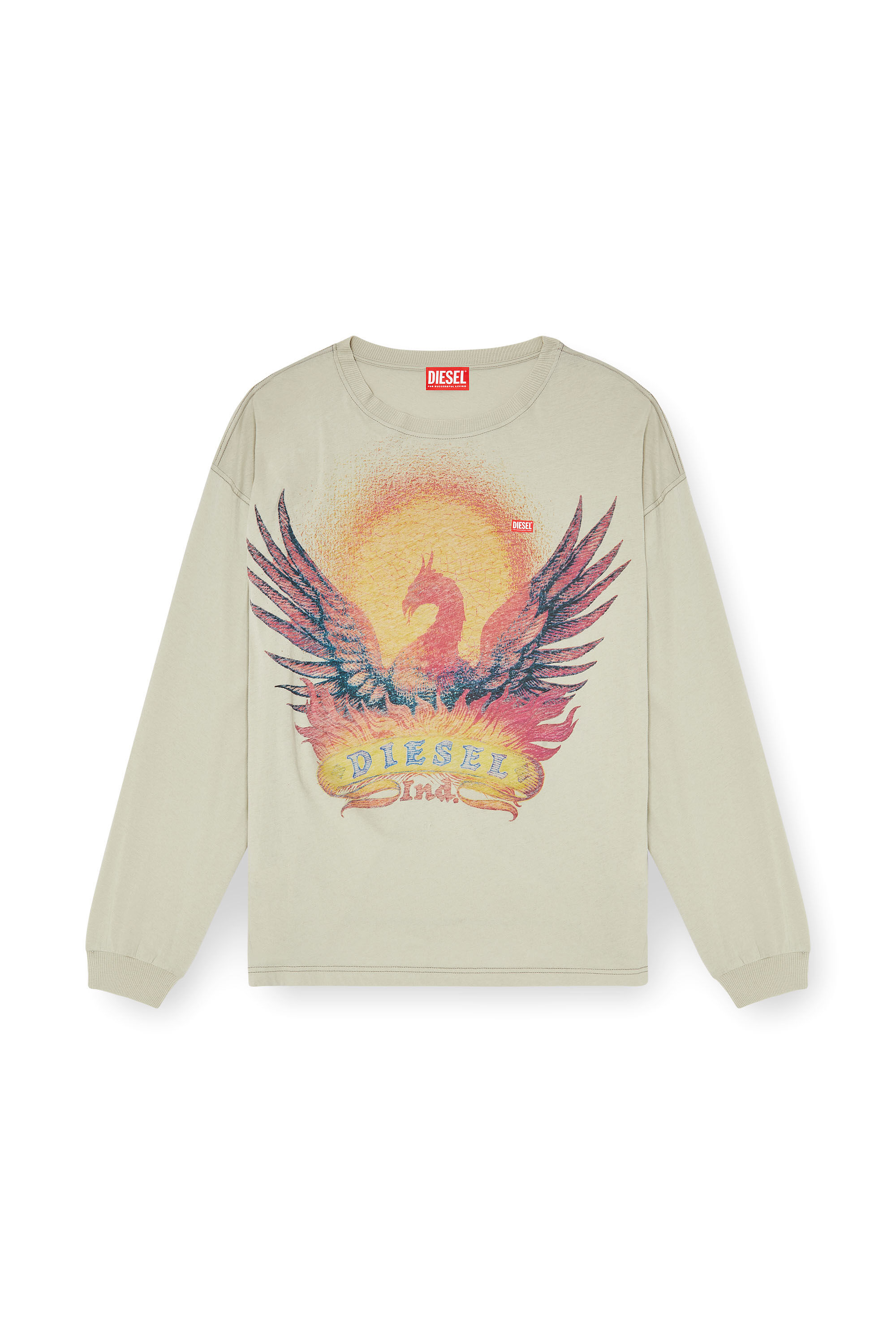 Diesel - T-BOXT-LS-AA1, Camiseta de manga larga con gr&aacute;fico de Phoenix Hombre in Beige - 2