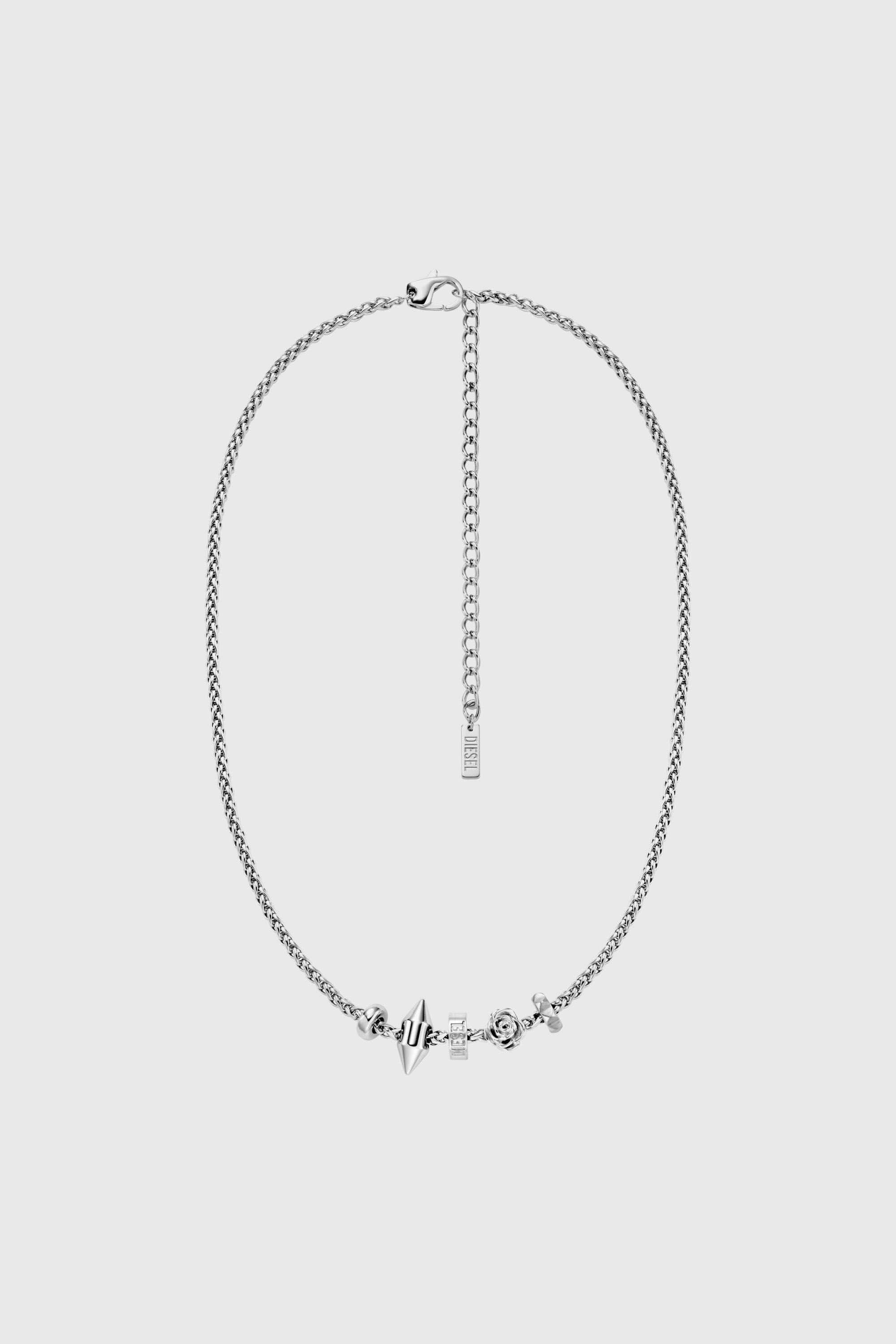 Diesel - DX1623040 JEWELLERY, Collar con colgante de acero inoxidable Unisex in Plateado - 1