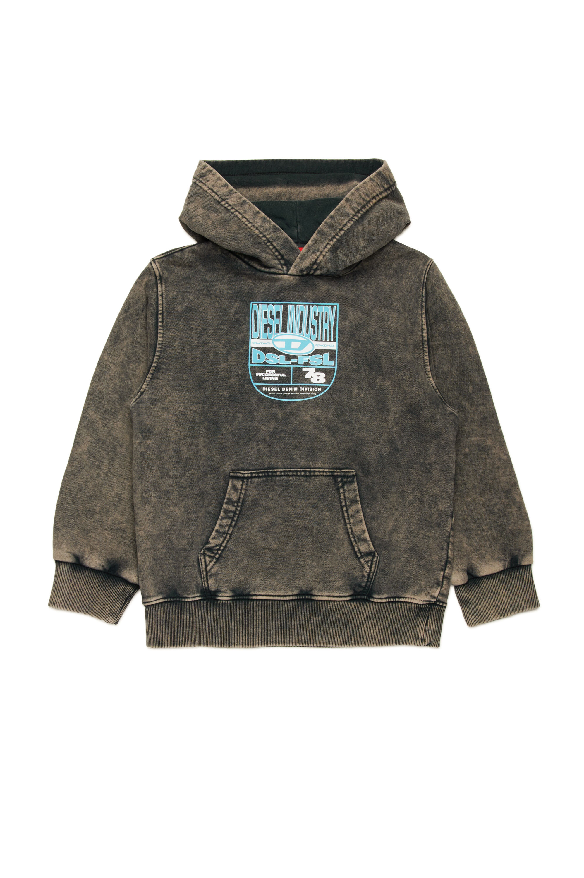 Diesel - SPRIDHOOD OVER, Sudadera con capucha marmoleada con gráfico del logotipo Hombre in Negro - 1