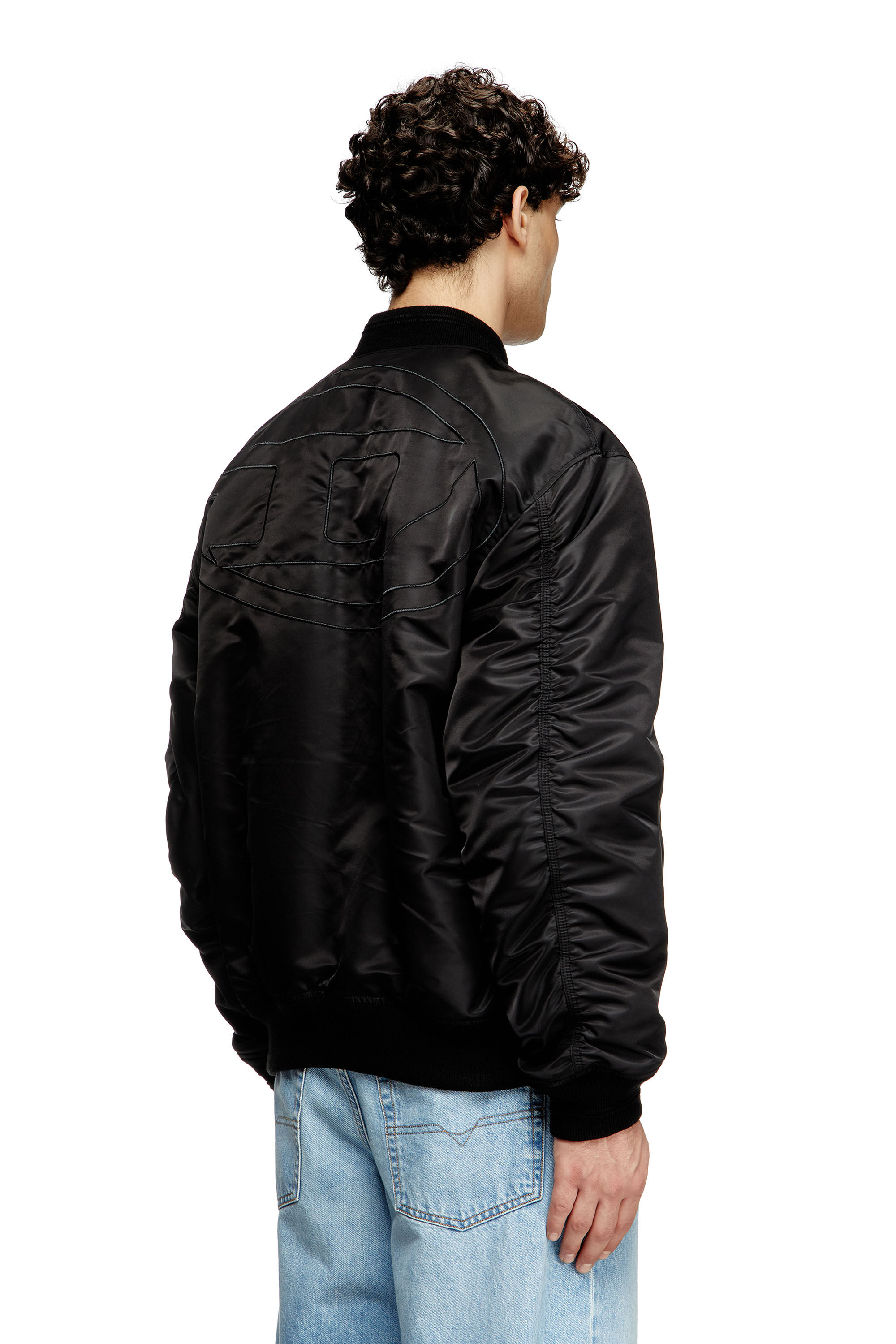Chaqueta bomber de nailon acolchado con Oval D Hombre | Negro | Diesel