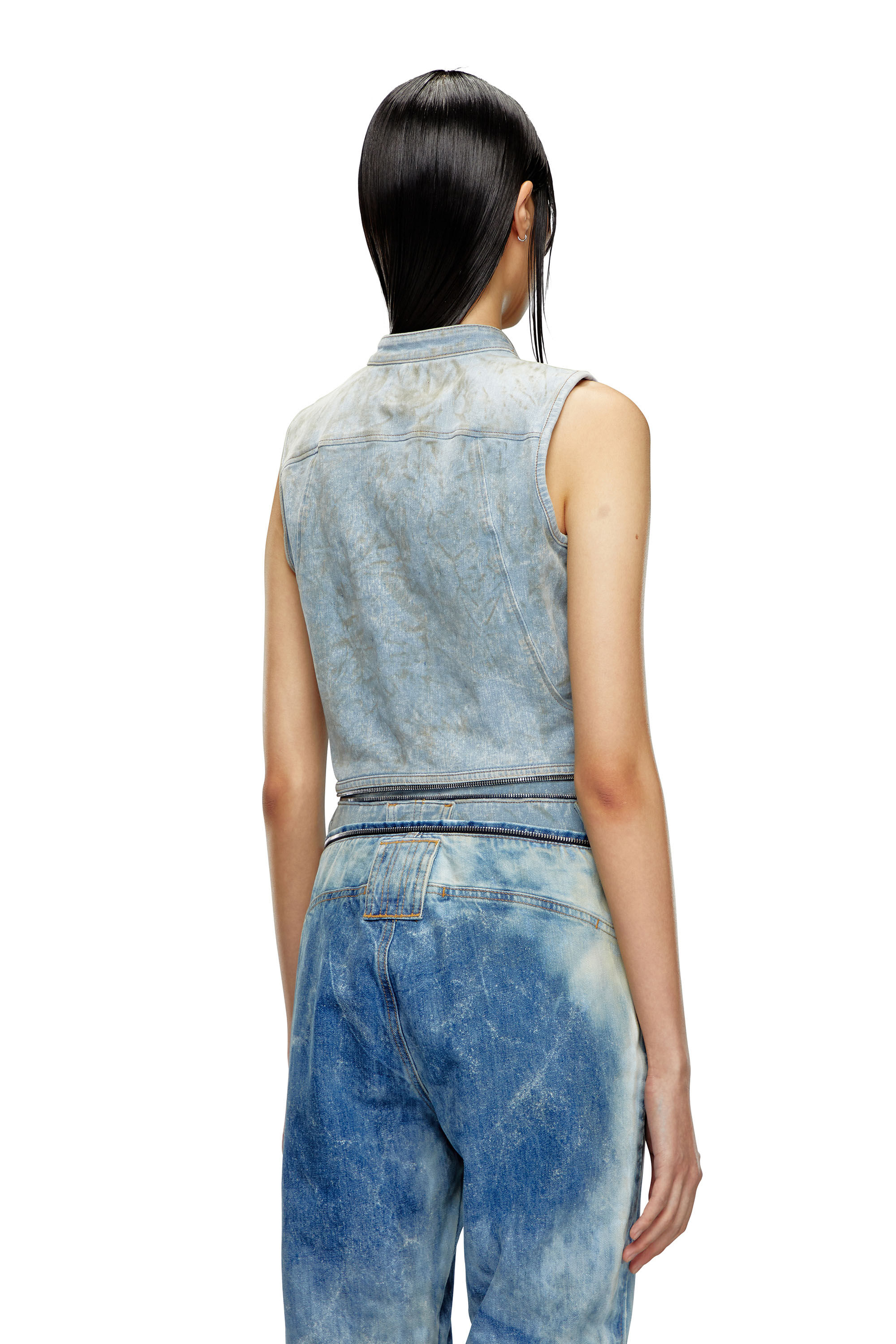 Diesel - DE-NATA-FSE, Top de denim de segunda piel con detalles biker Mujer in Azul marino - 4