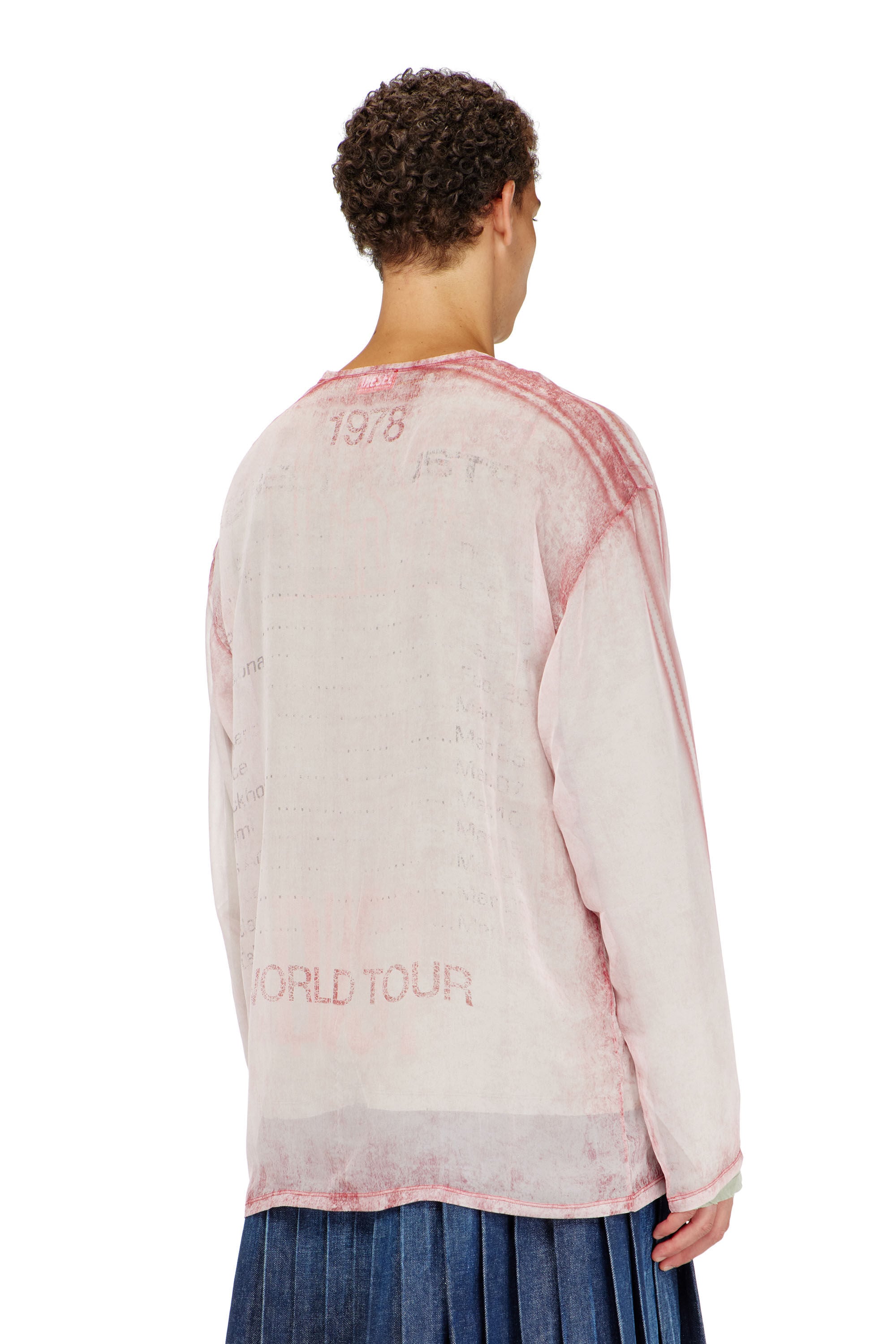Diesel - T-DOUBLEX-LS, Top de gasa transparente con gr&aacute;ficos de concierto Hombre in ToBeDefined - 4