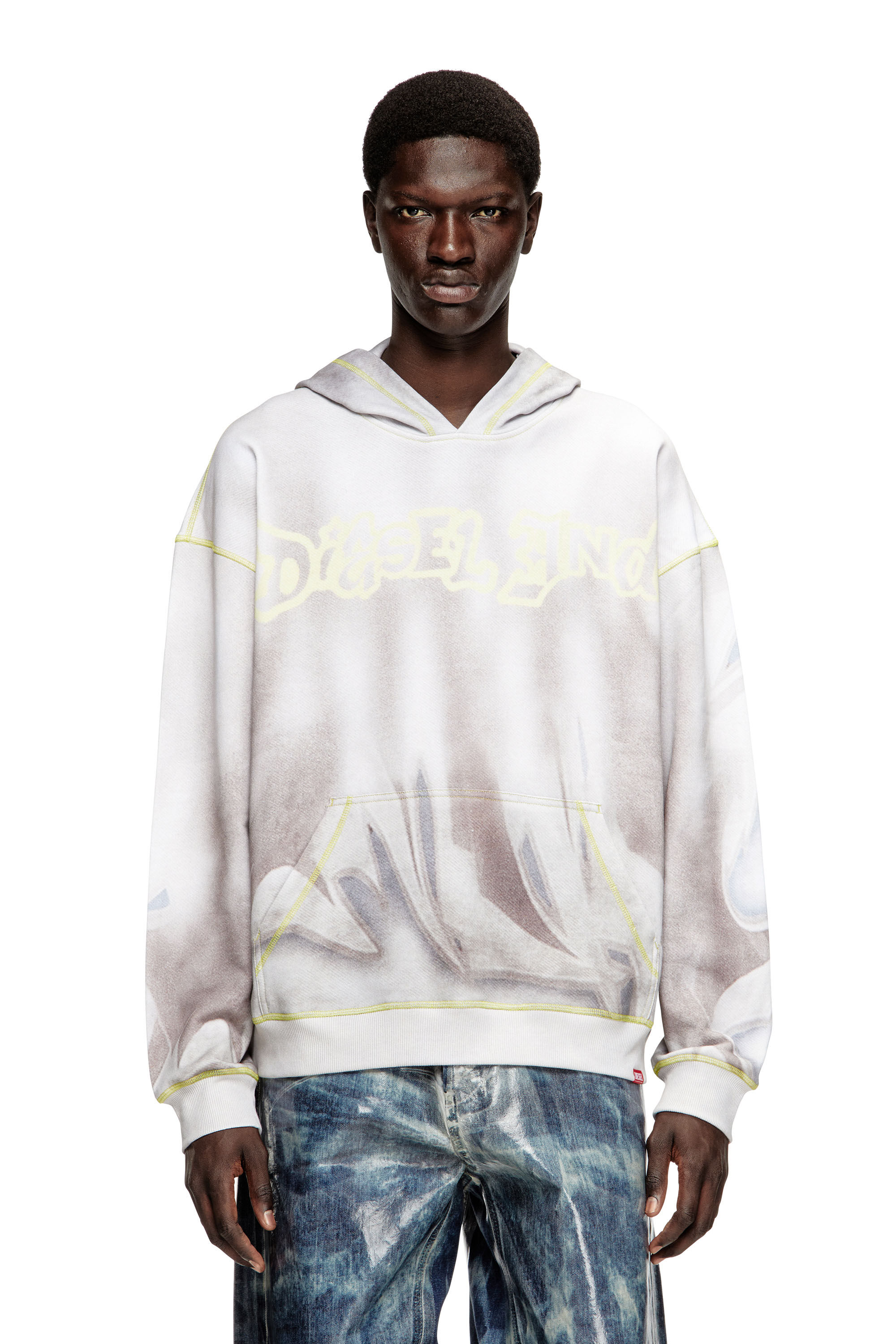 Diesel - S-BOXT-HOOD-SHOW, Sudadera con capucha y estampado de grafiti Hombre in Gris - 3