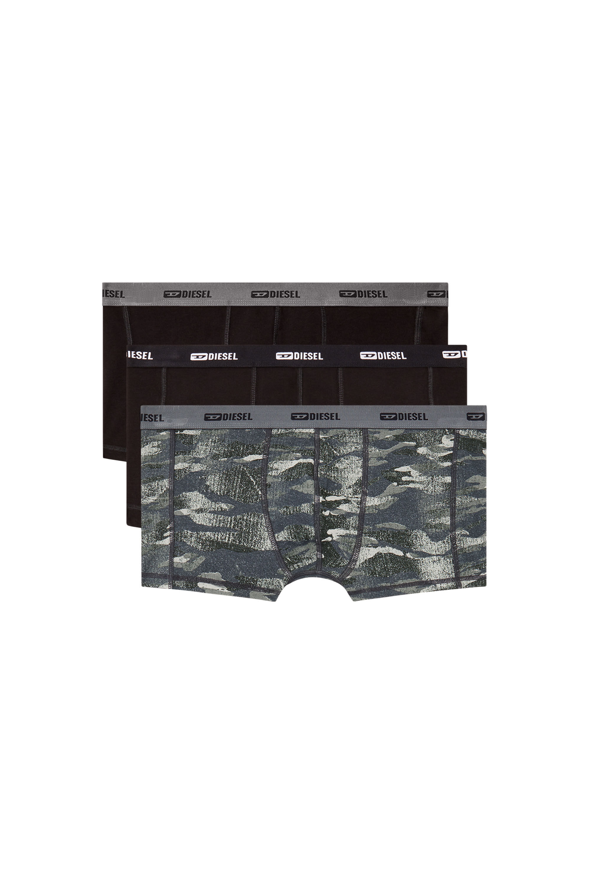 Diesel - DAMIEN-UTLT-3PACK, Man's 3-pack of boxer briefs plain and camo in Black/Grey - 2