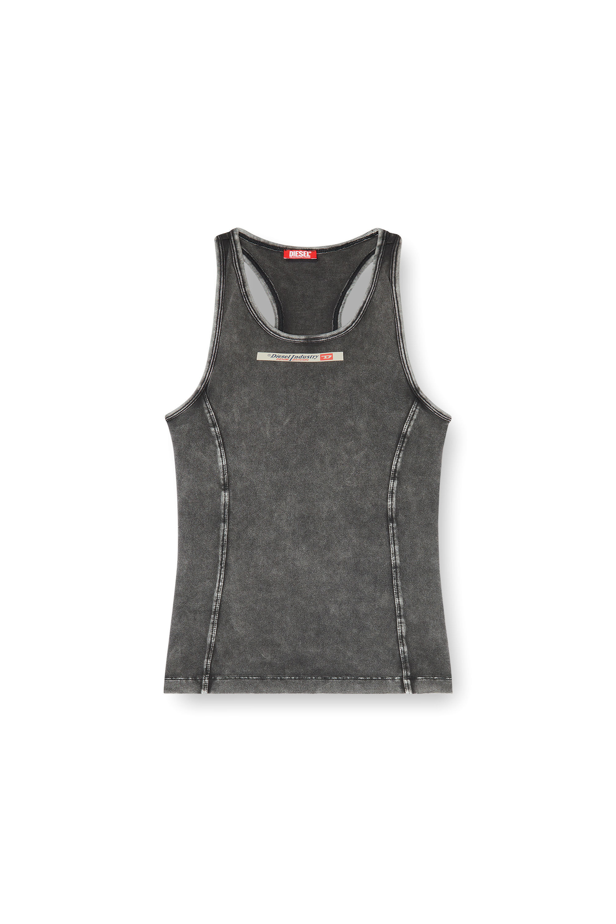 Diesel - IRENE-DNM, Camiseta de algod&oacute;n con efecto tratado Mujer in Gris - 2