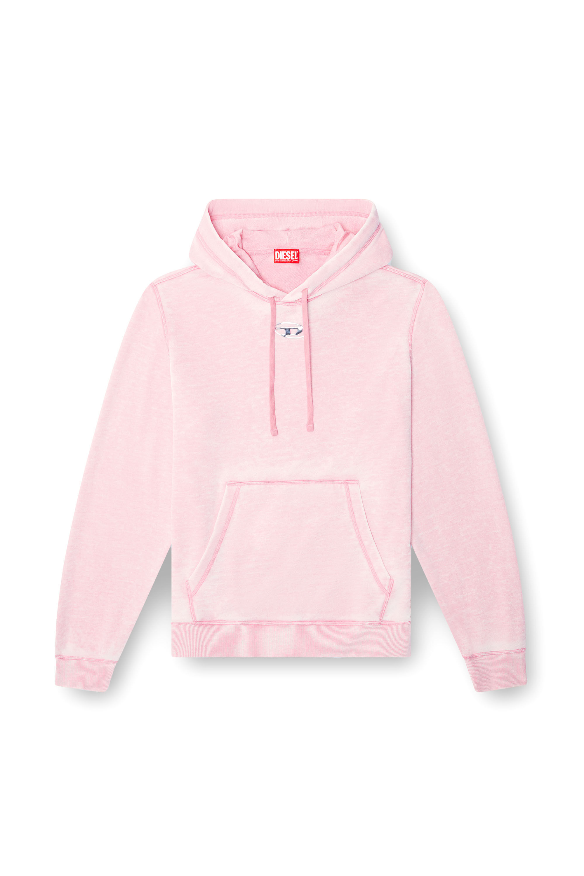Diesel - S-GINN-HOOD-PAK, Sudadera con capucha burnout con logotipo Hombre in Rosa - 2