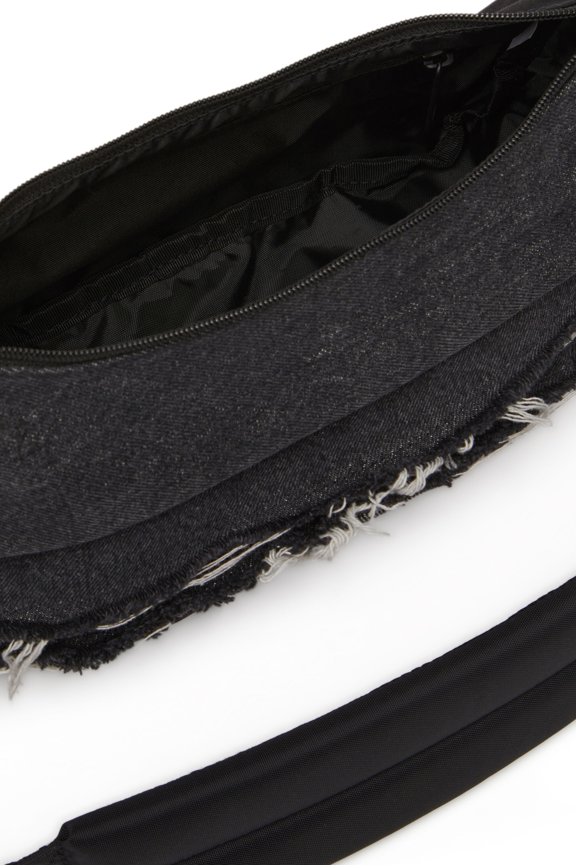 Diesel - DIESEL SHOULDER BAG, Bolso de hombro en denim destruido y CORDURA® Unisex in Negro - 4
