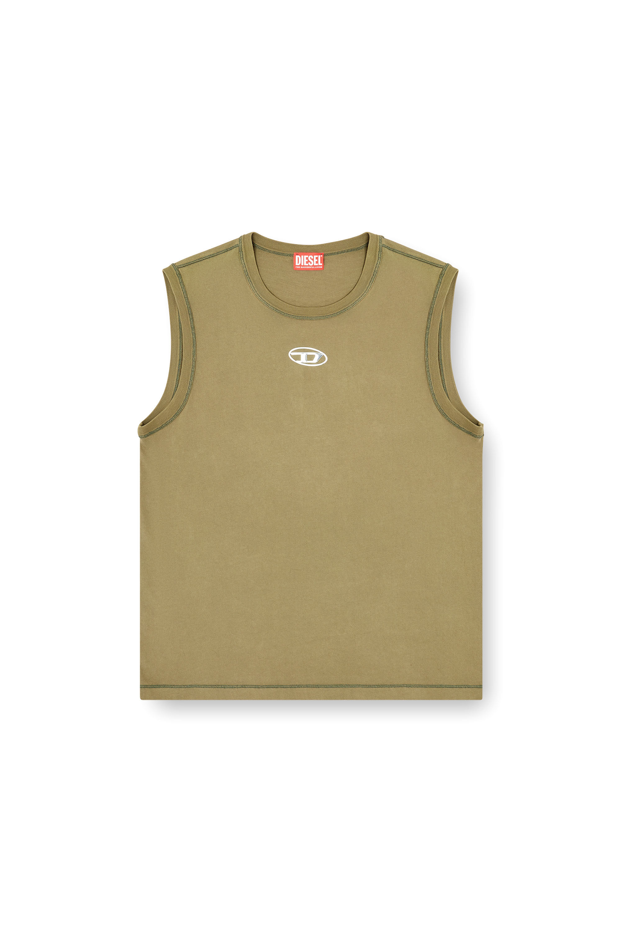 Diesel - T-BISCO-IOD, Top de algodón sin mangas con Oval D metálico Hombre in Verde - 2