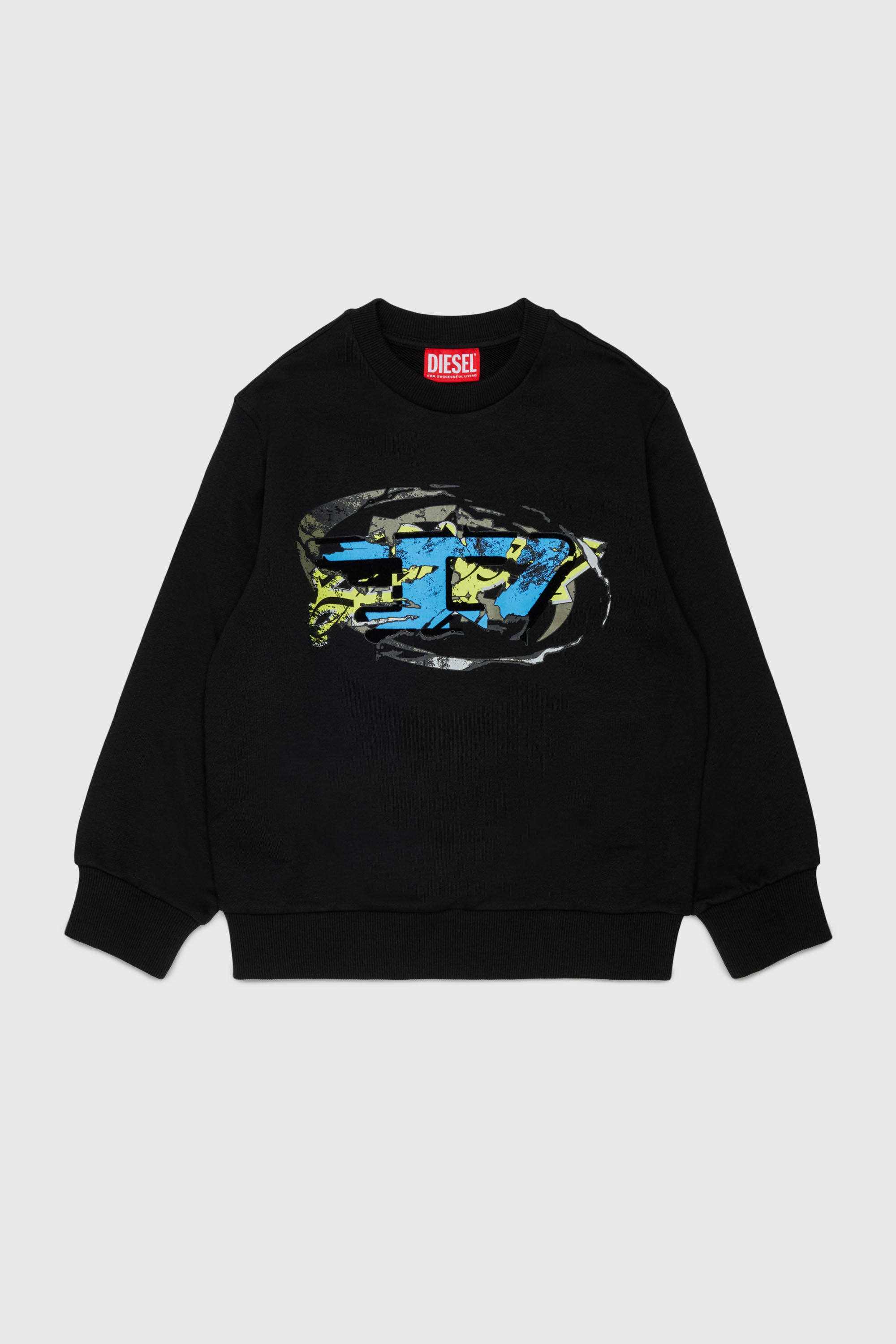 Diesel - SCRAP OVER, Sudadera con estampado gr&aacute;fico Oval D Hombre in Negro - 1