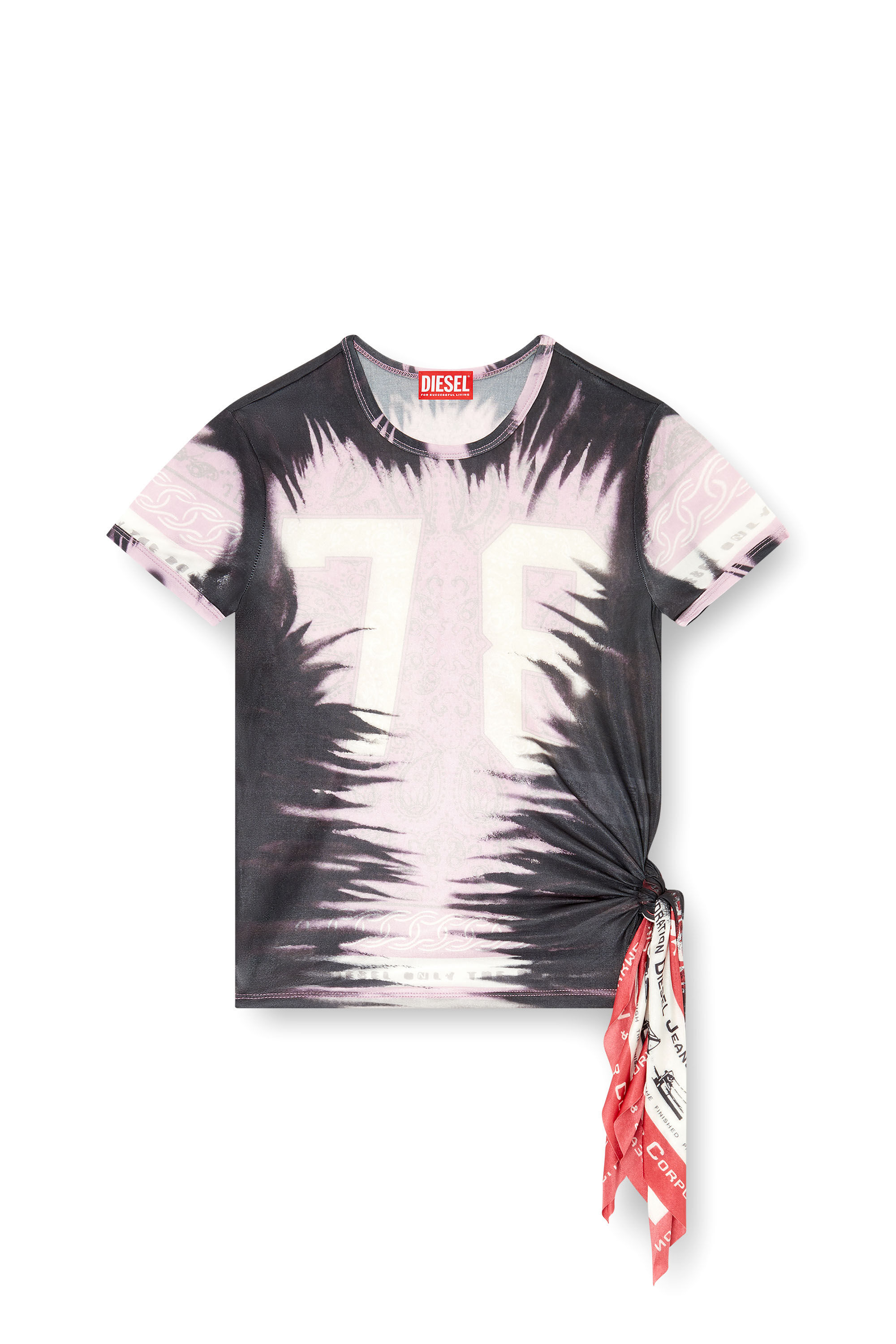 Diesel - T-DASHA, Top drapeado con nudo tipo bandana Mujer in Multicolor - 2