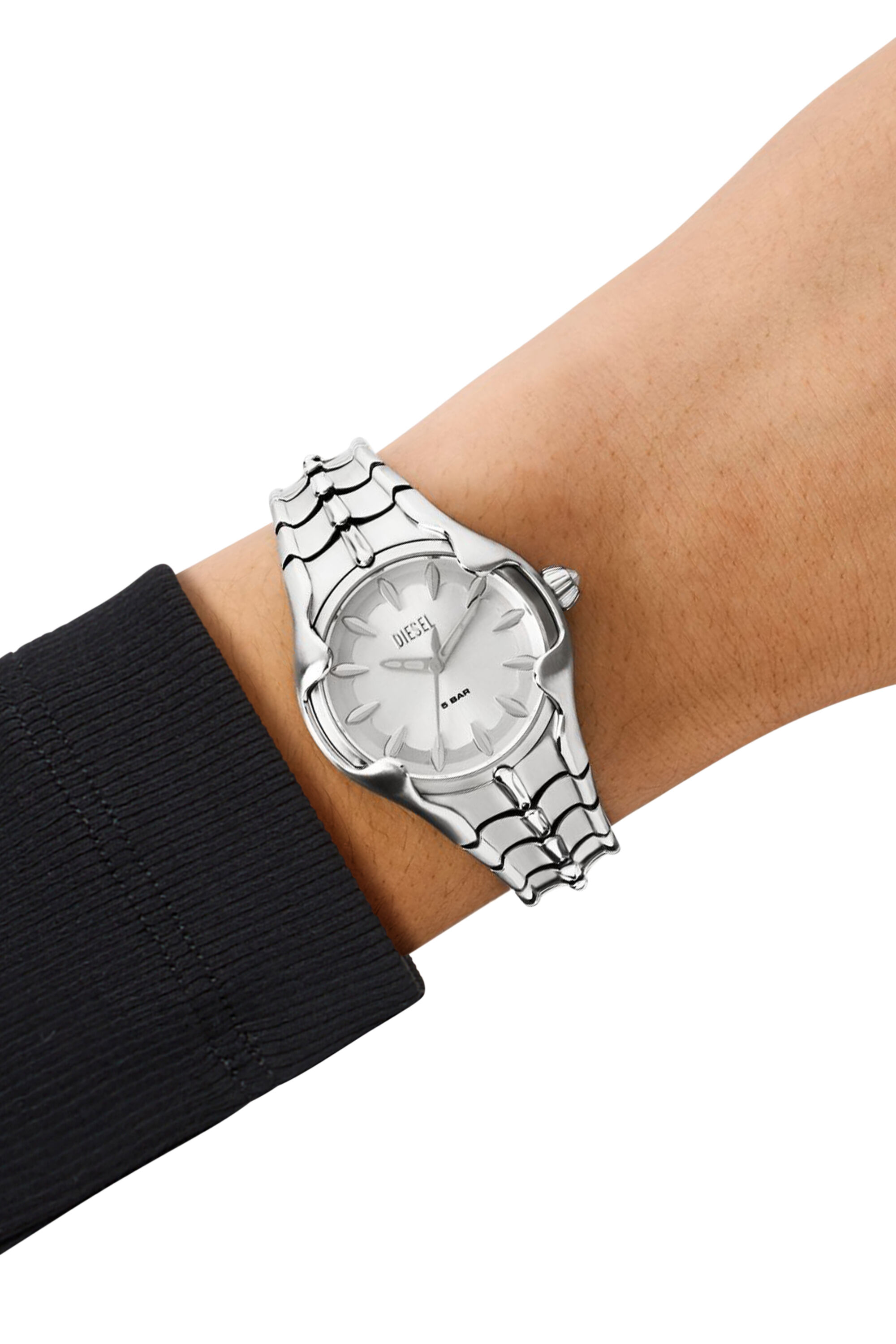 Diesel - DZ5605, Reloj Vert de acero inoxidable con movimiento de tres agujas Mujer in Plateado - 4