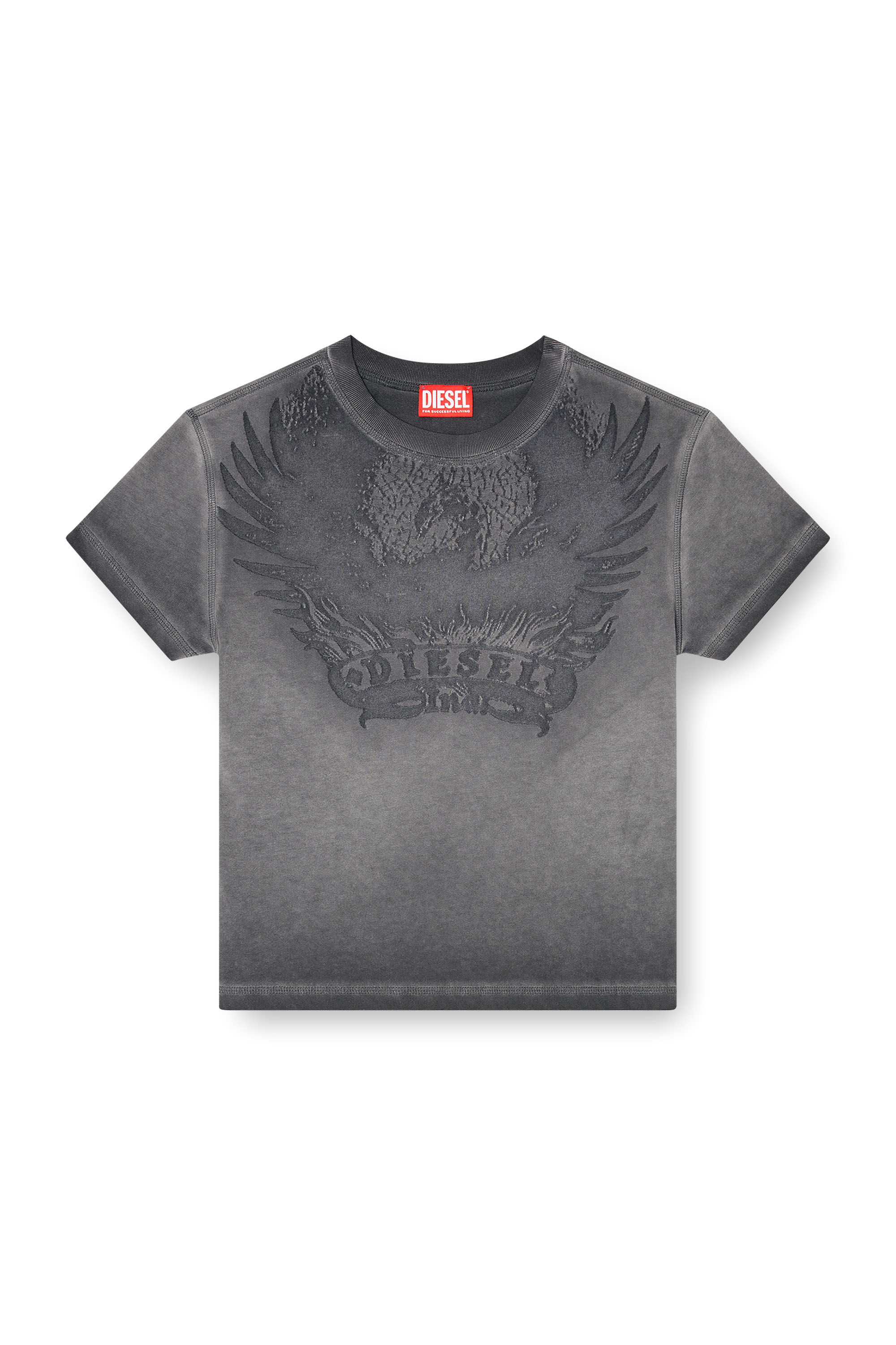 Diesel - T-ILA-AA7, Camiseta slim con d&eacute;vor&eacute; Phoenix Mujer in Gris - 2