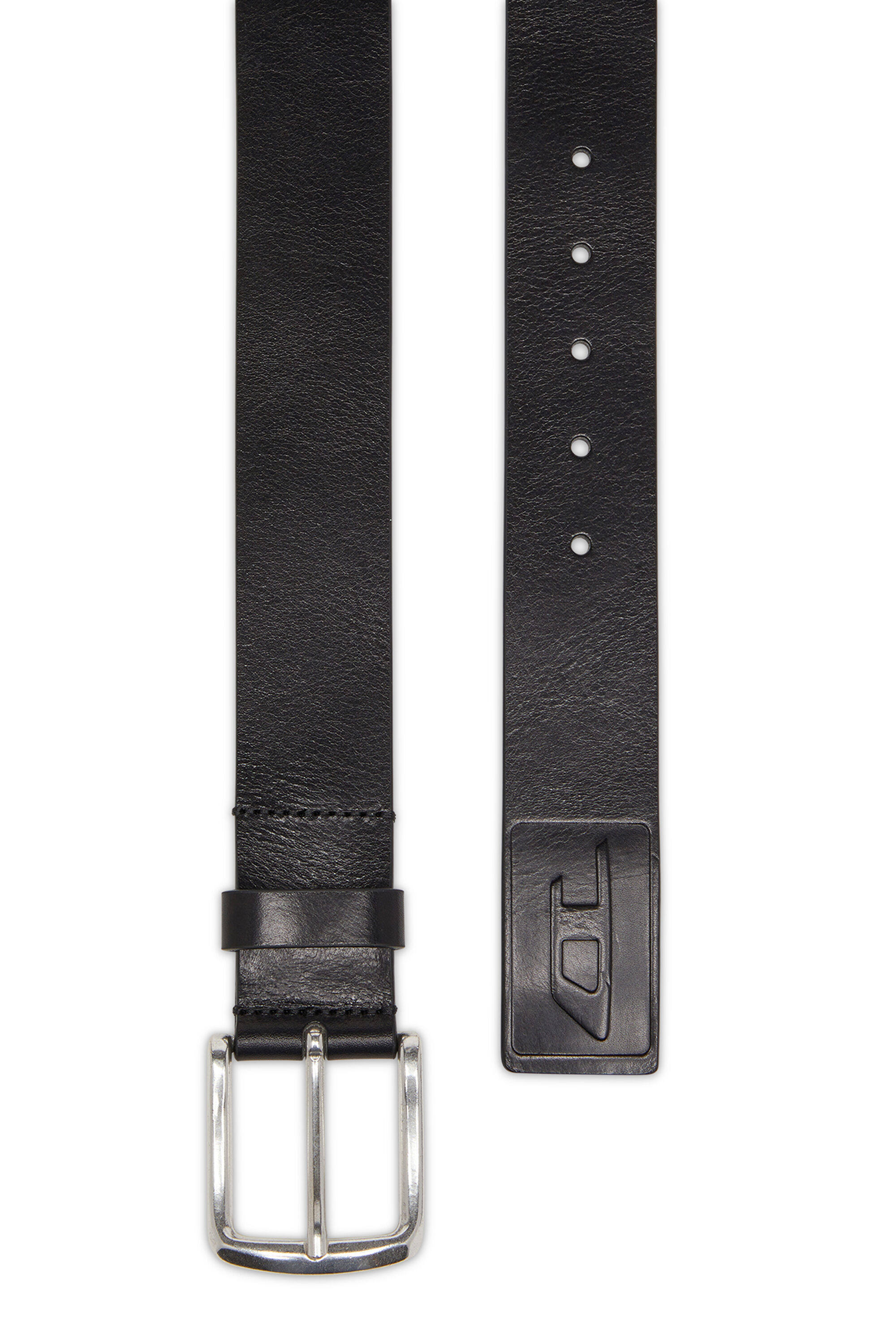 Diesel - B-FLAG-D EMBOSSED, Cinturón de cuero de 4 cm con logo grabado Hombre in Negro - 2