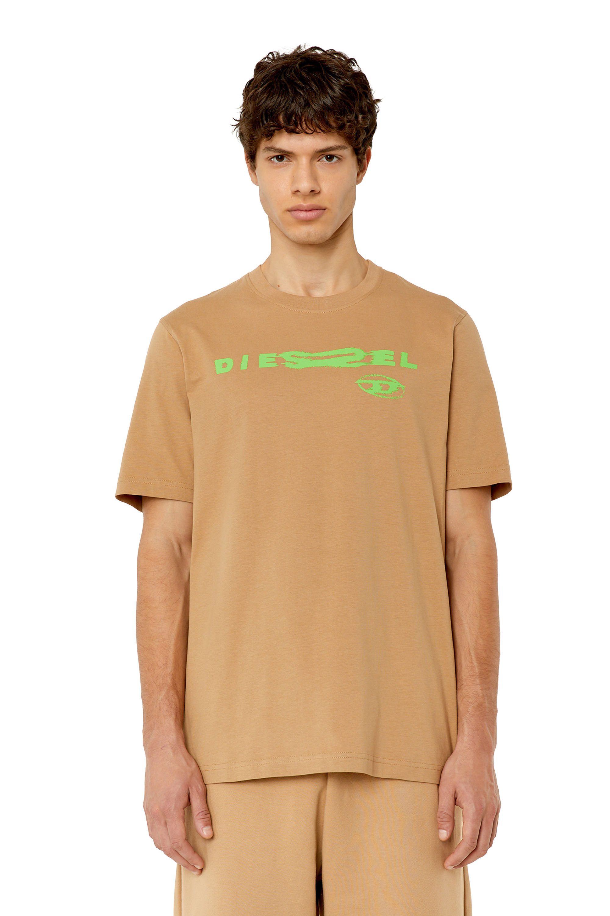 Diesel - T-JUST-G9, Camiseta con estampado del logotipo distorsionado Hombre in Beige - 3