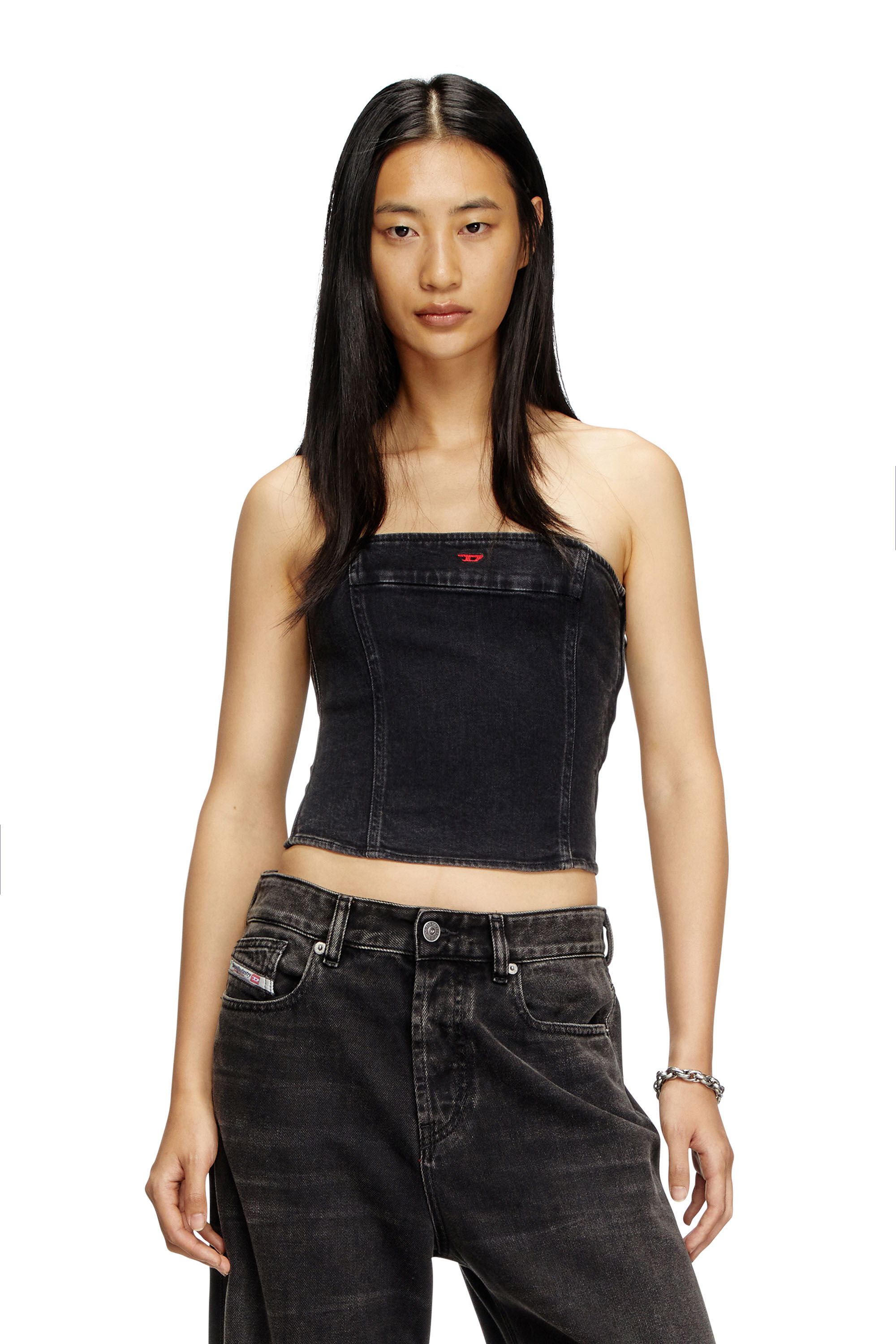 Diesel - DE-VILLE, Top en cómodo denim Mujer in Negro - 3