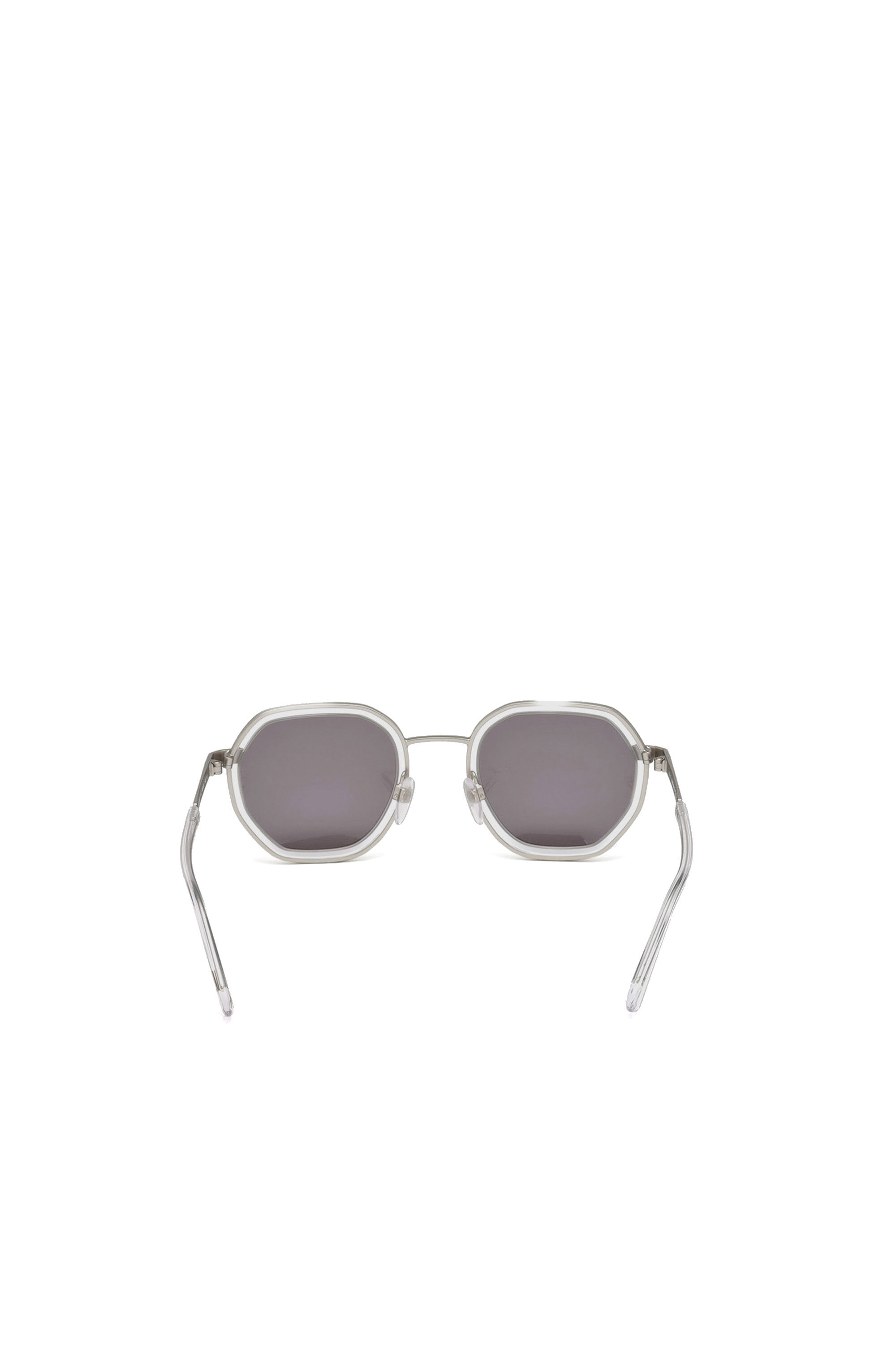 Diesel - DL0267, Gafas hexagonales con detalles transparentes Unisex in Gris - 3