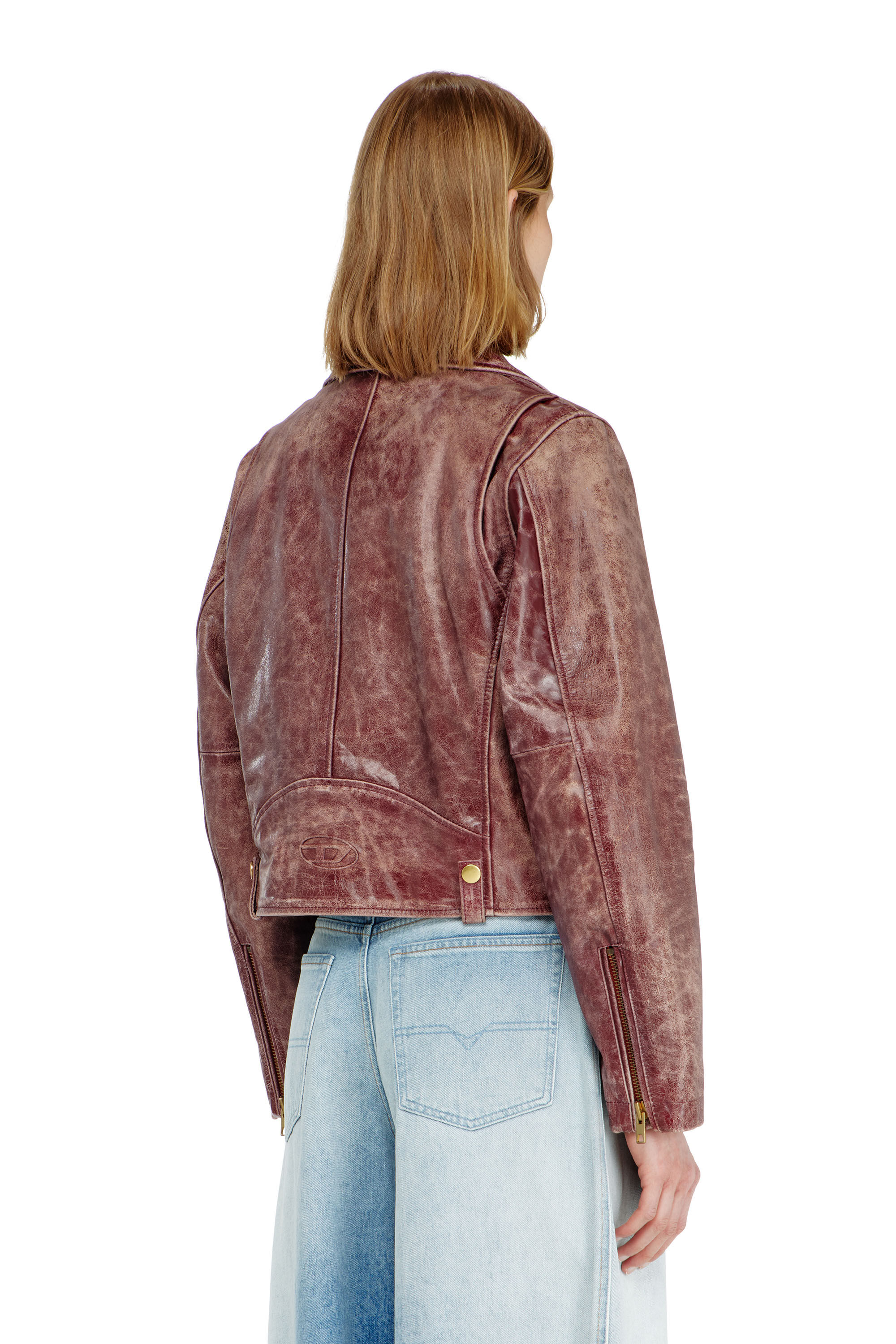Diesel - L-UNATIC-T1, Chaqueta biker de piel tratada Mujer in ToBeDefined - 4