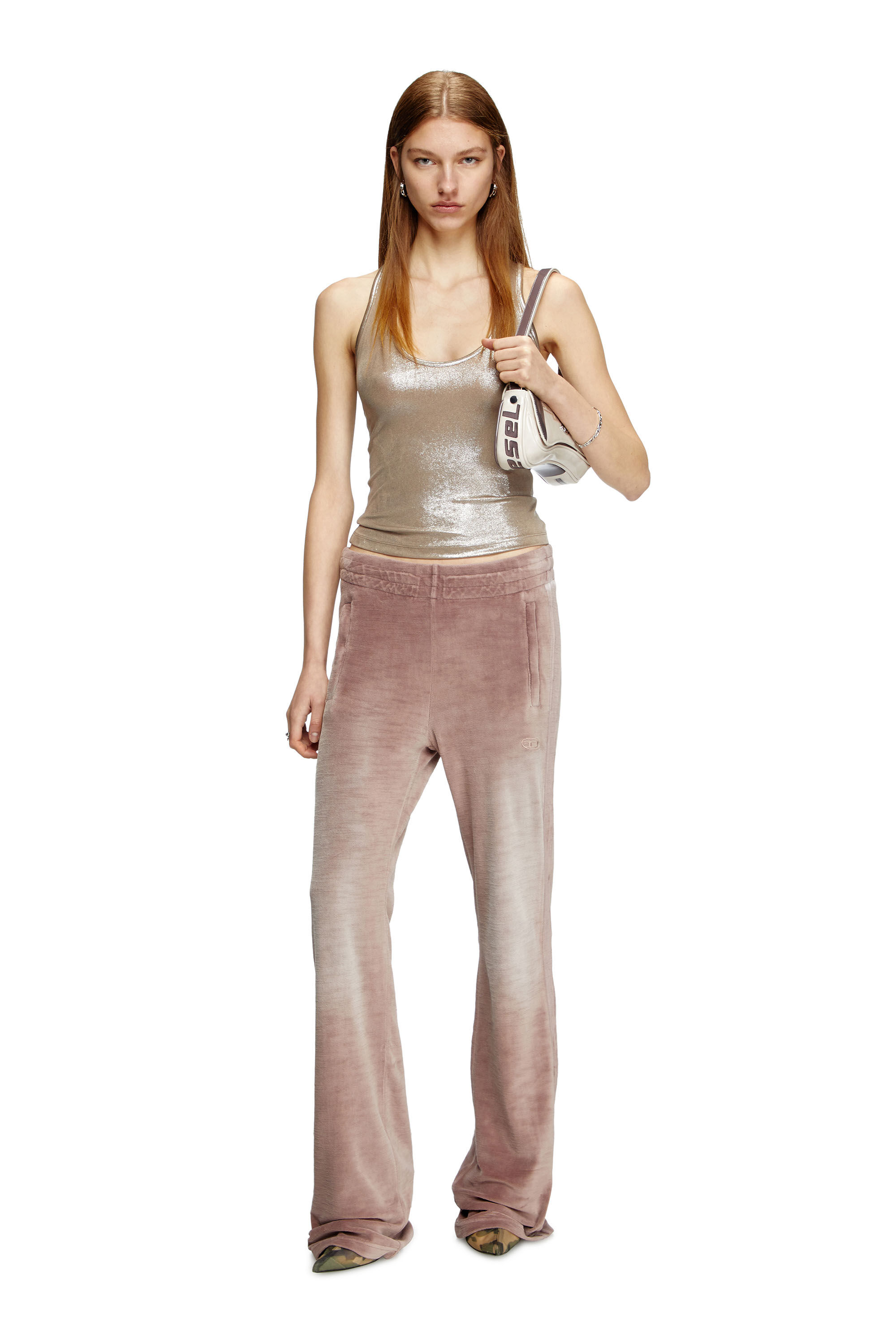 Diesel - P-ELY-Q1, Pantalones deportivos de pernera ancha Mujer in Rosa - 1