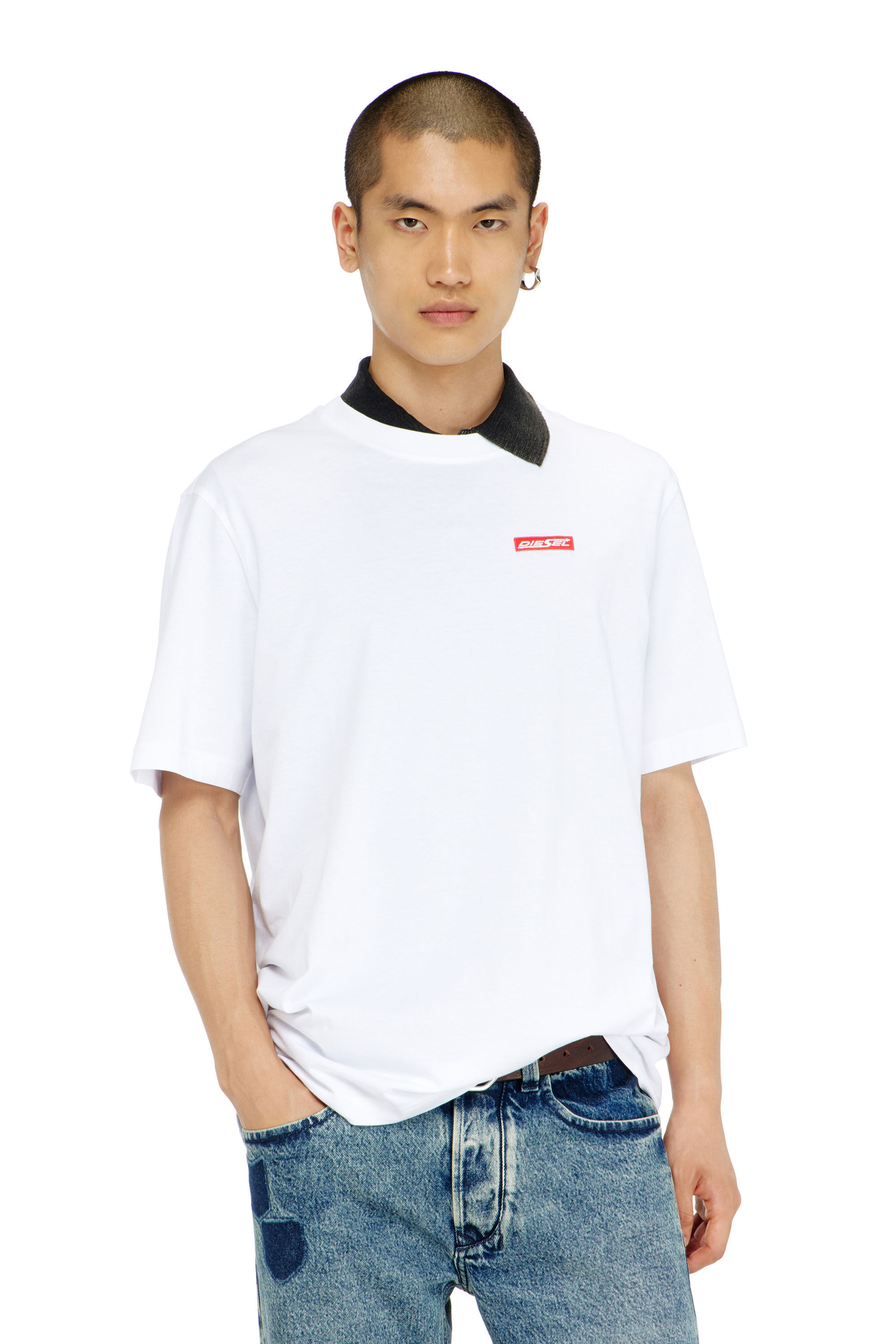 Diesel - T-ADJUST-AA12, Camiseta de algod&oacute;n con parche de logo Hombre in Blanco - 3