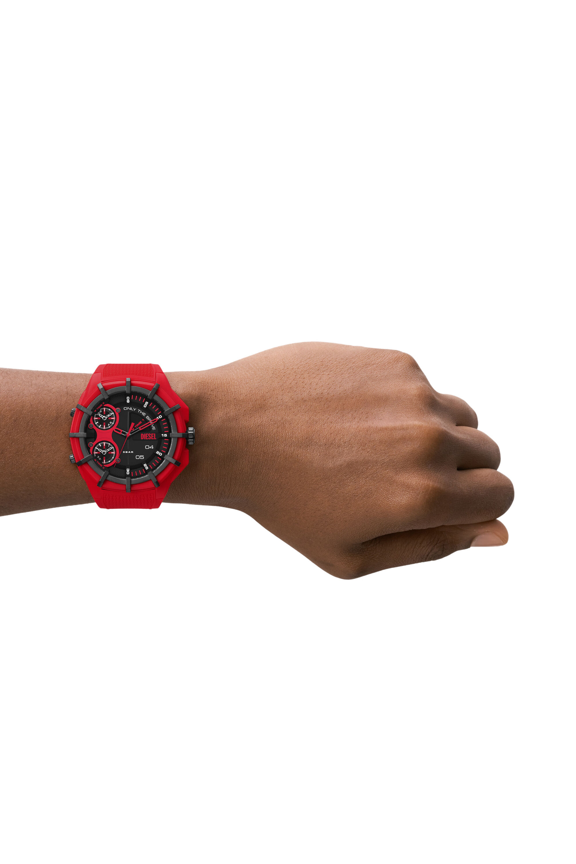 DZ1989 Man Framed three hand red silicone watch Diesel