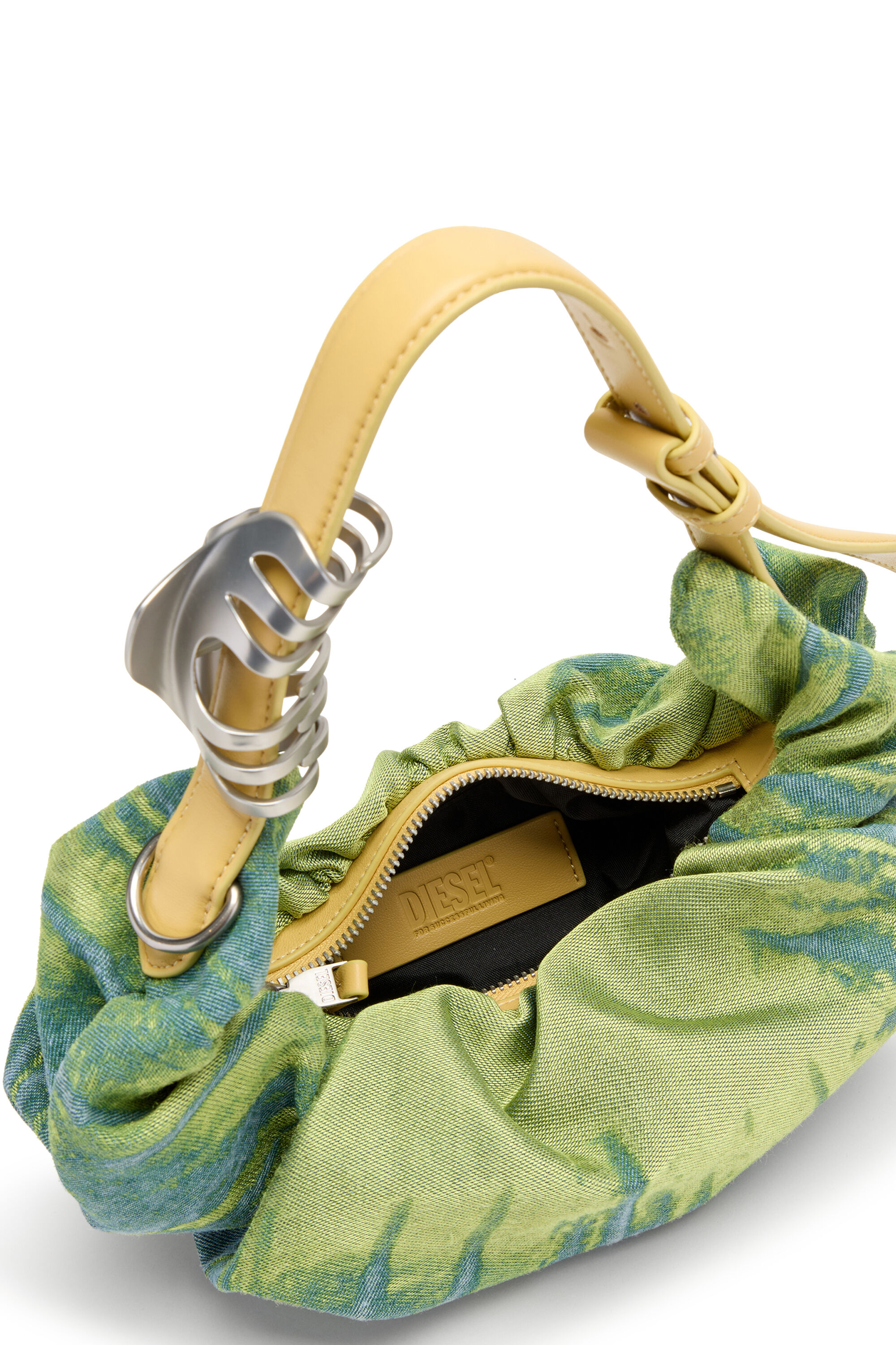 Diesel - GRAB-D HOBO S, Bolso hobo Grab-D-Scrunched en denim satinado Mujer in Verde - 5