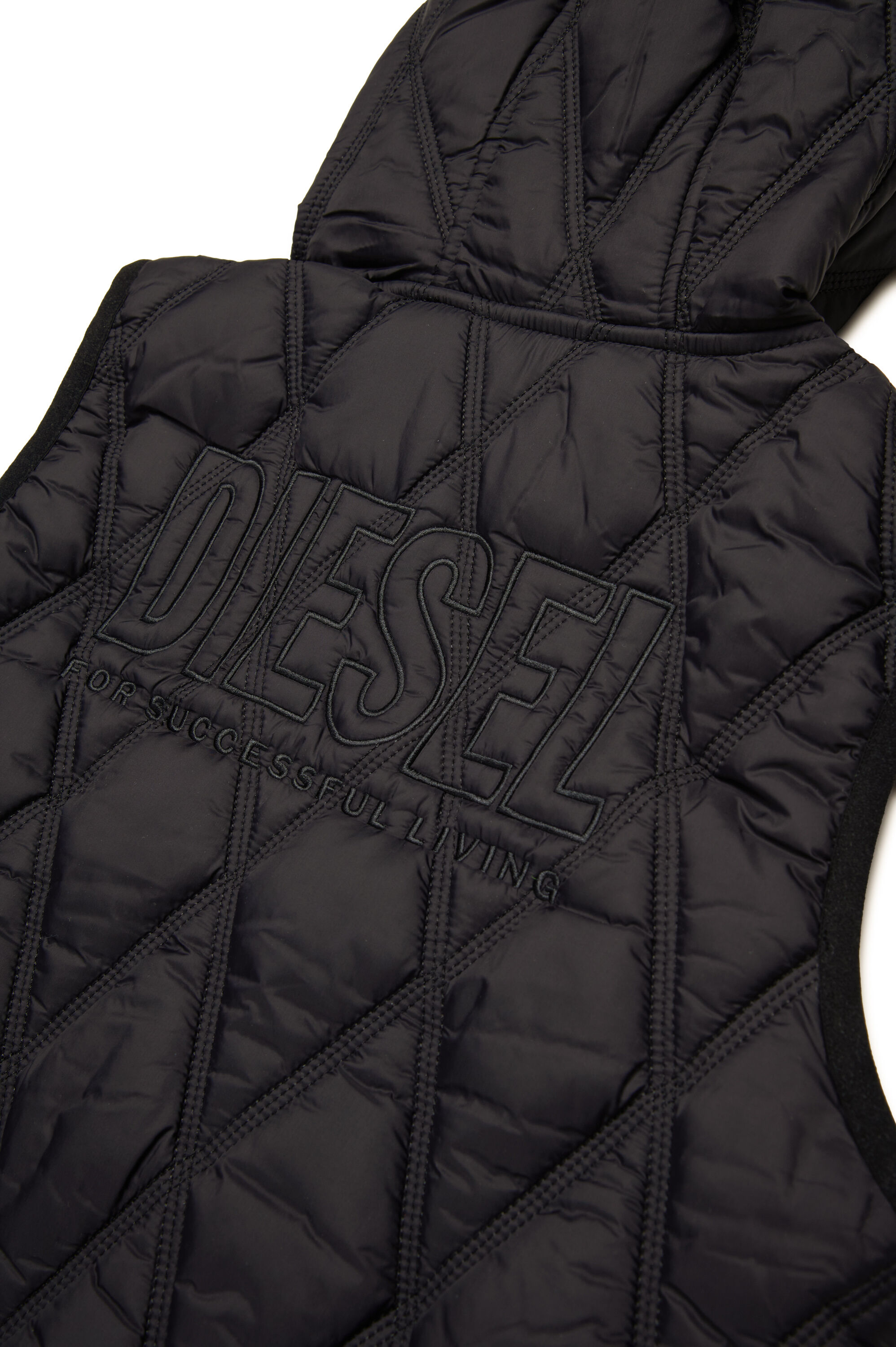 Diesel - JFOSSIR, Chaleco acolchado con capucha Unisex in Negro - 4