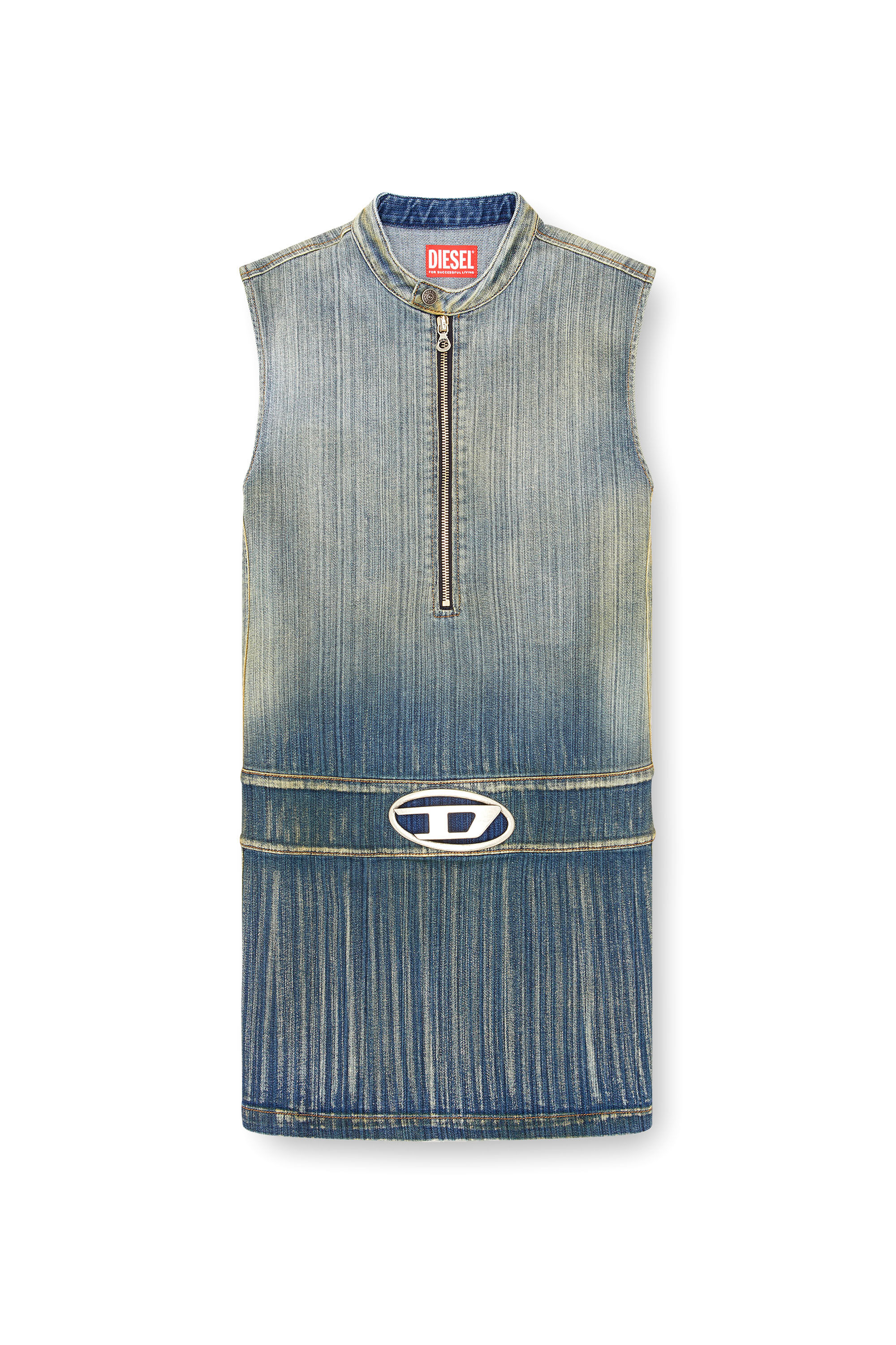 Diesel - DE-DAME-S, Minivestido en denim de herencia rayado Mujer in Azul marino - 2