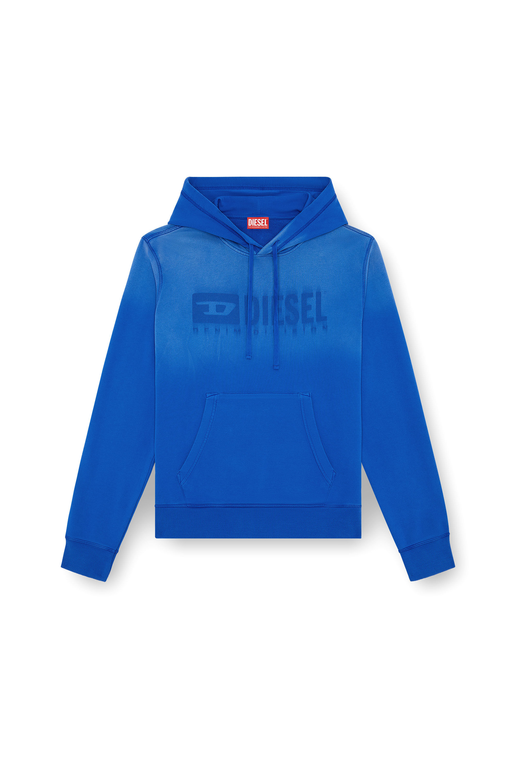 Diesel - S-GINN-HOOD-K44, Sudadera desteñida con capucha con logotipo Denim Division Hombre in Azul marino - 2